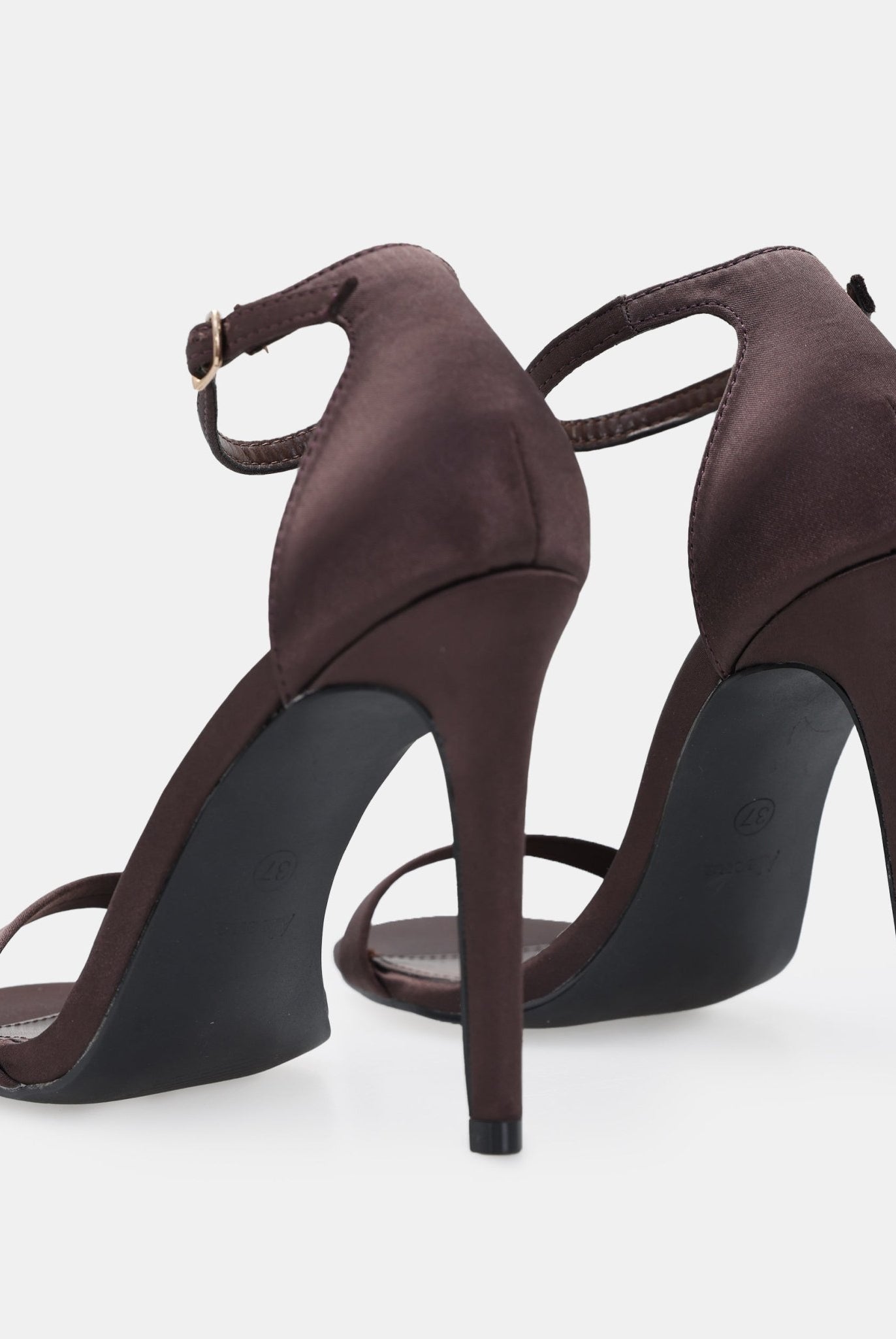 Dark Brown Satin High Heel Sandals - shopaleena