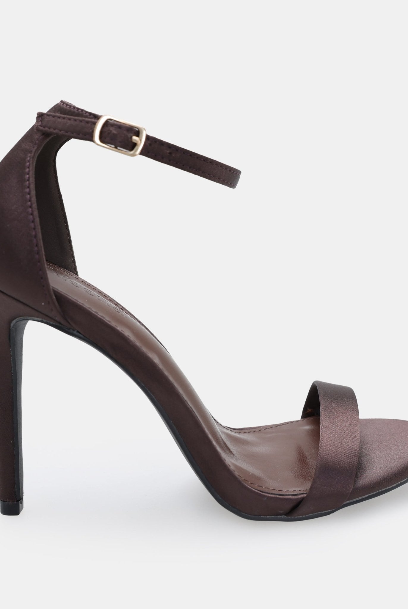 Dark Brown Satin High Heel Sandals - shopaleena