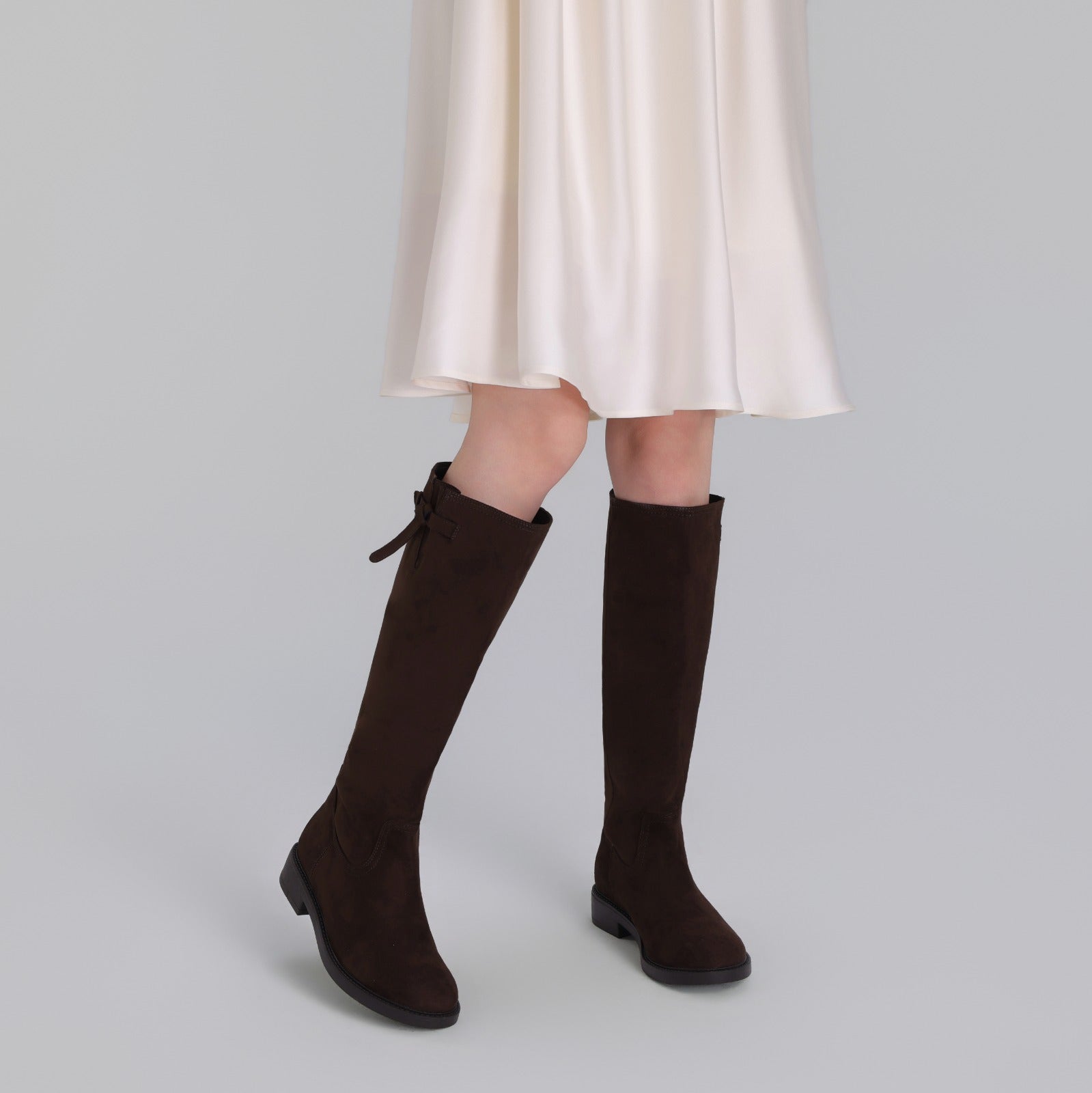 Dark Brown Suede Knee - High Boots - shopaleena