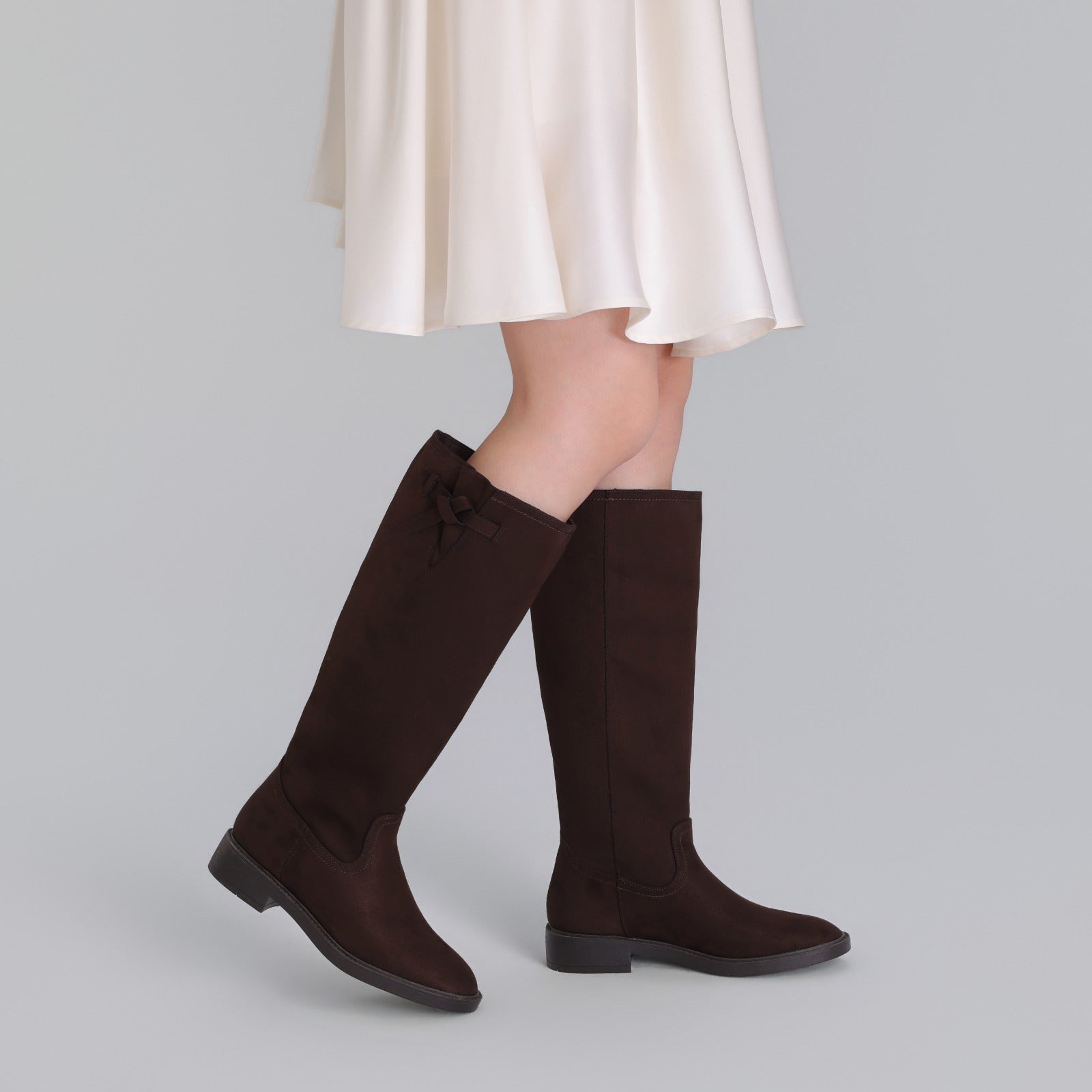 Dark Brown Suede Knee - High Boots - shopaleena