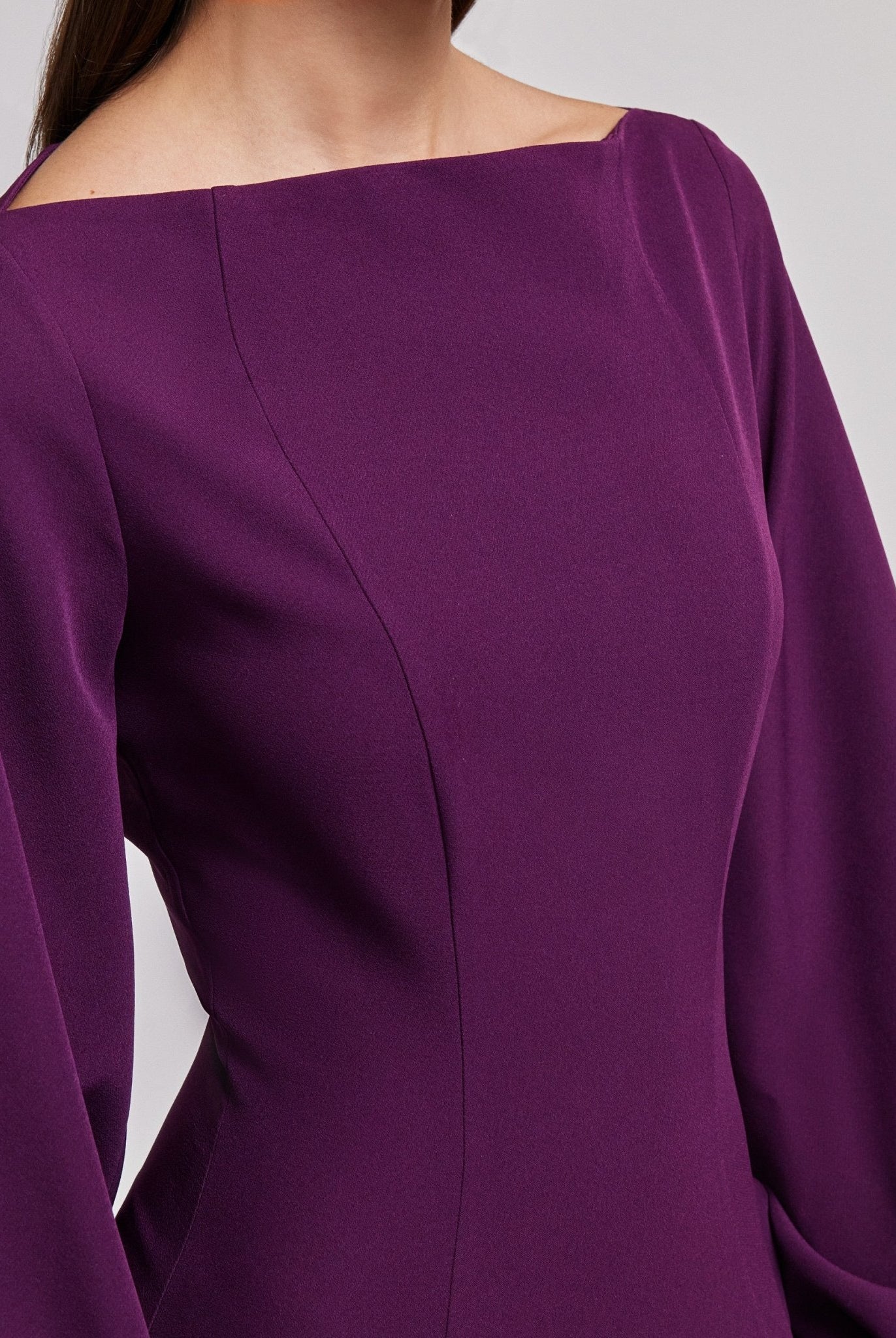 Dark Purple Crepe A - Line Gown - shopaleena