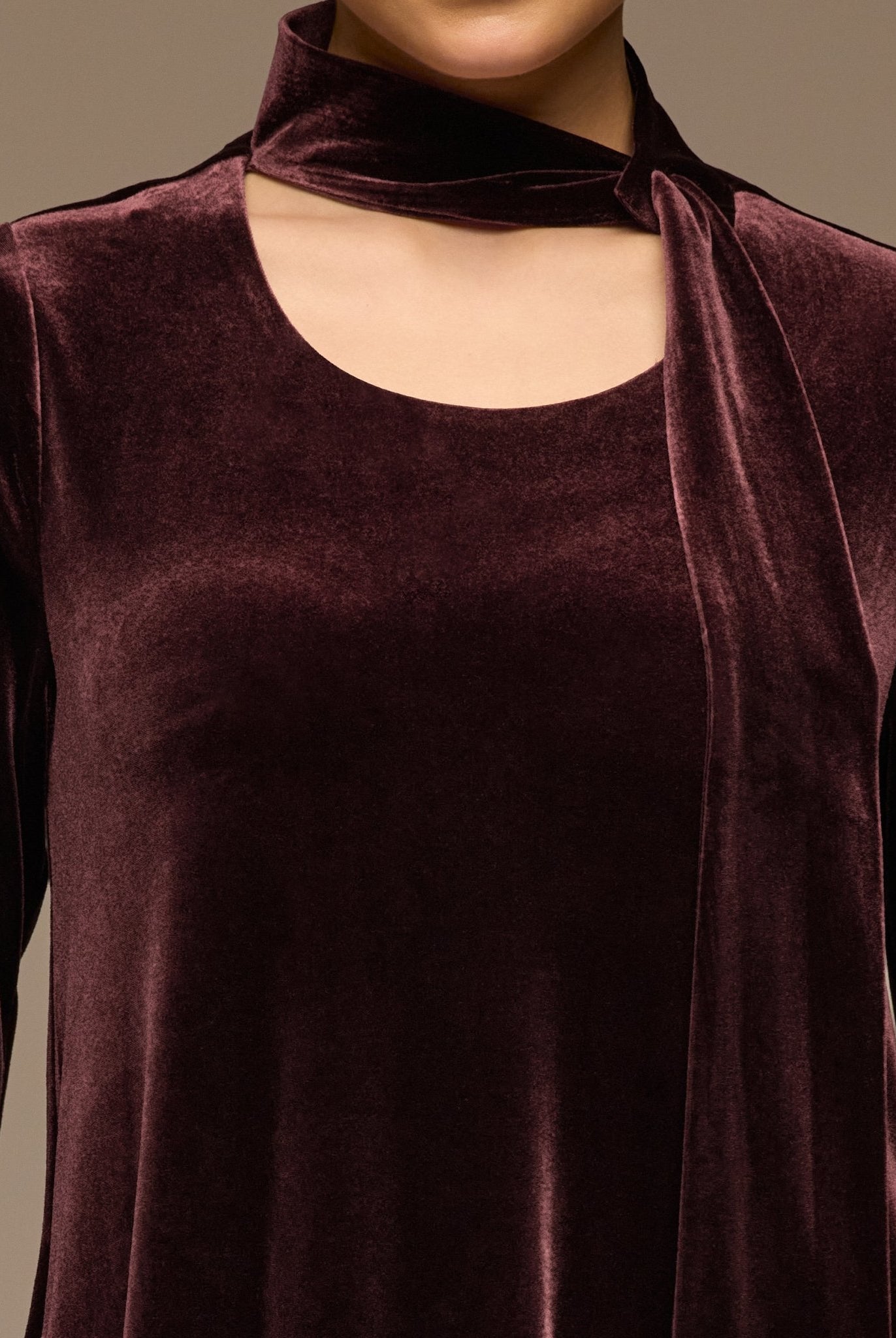 Dark Purple Velvet Long - Sleeve Maxi Dress - shopaleena