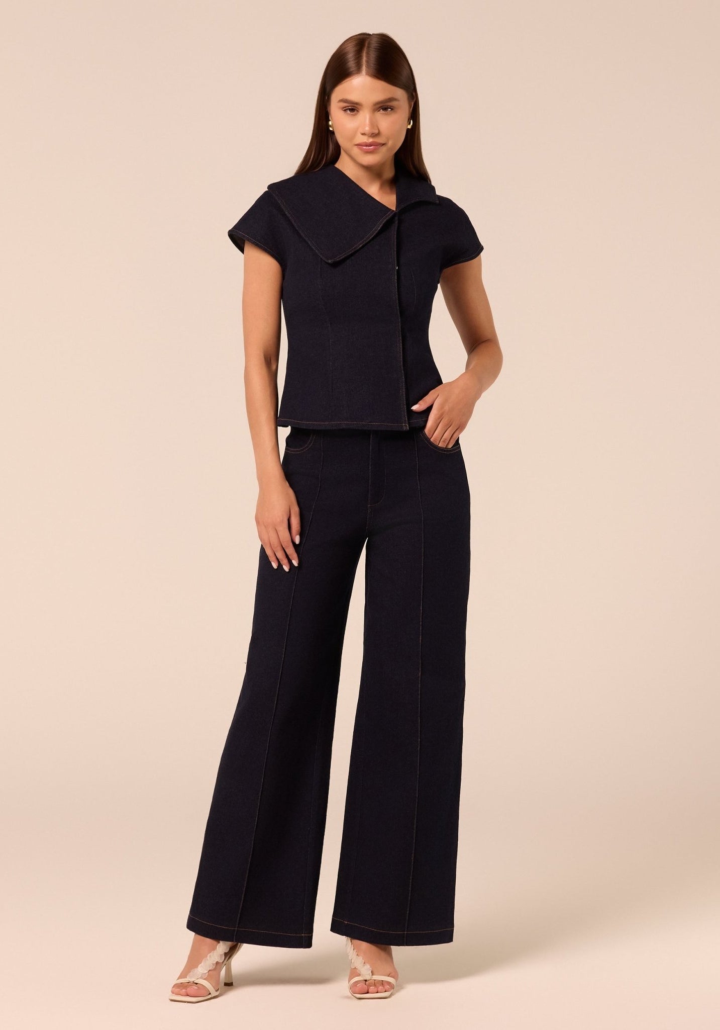 Dark Wash High Waist Denim Pants - shopaleena