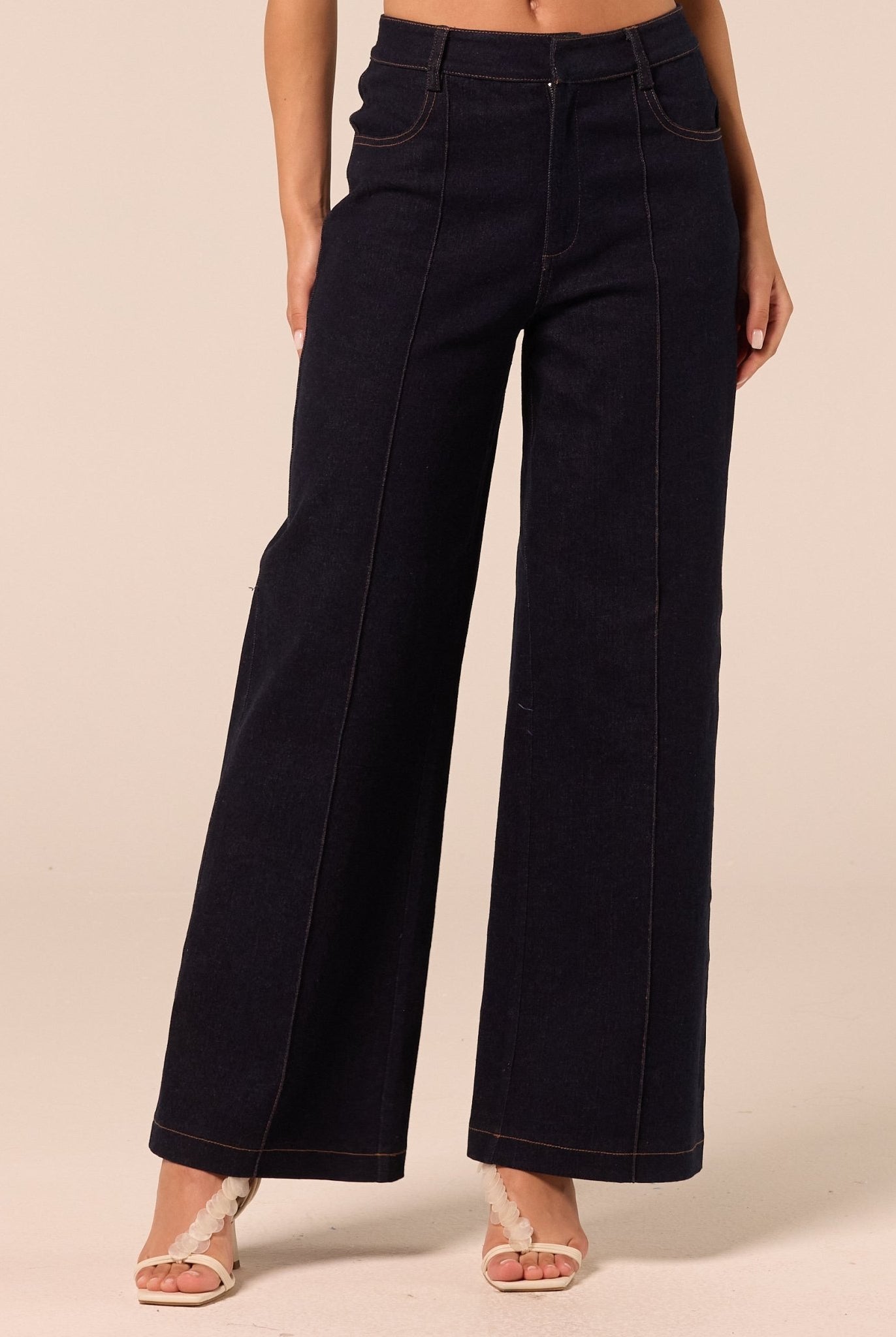 Dark Wash High Waist Denim Pants - shopaleena