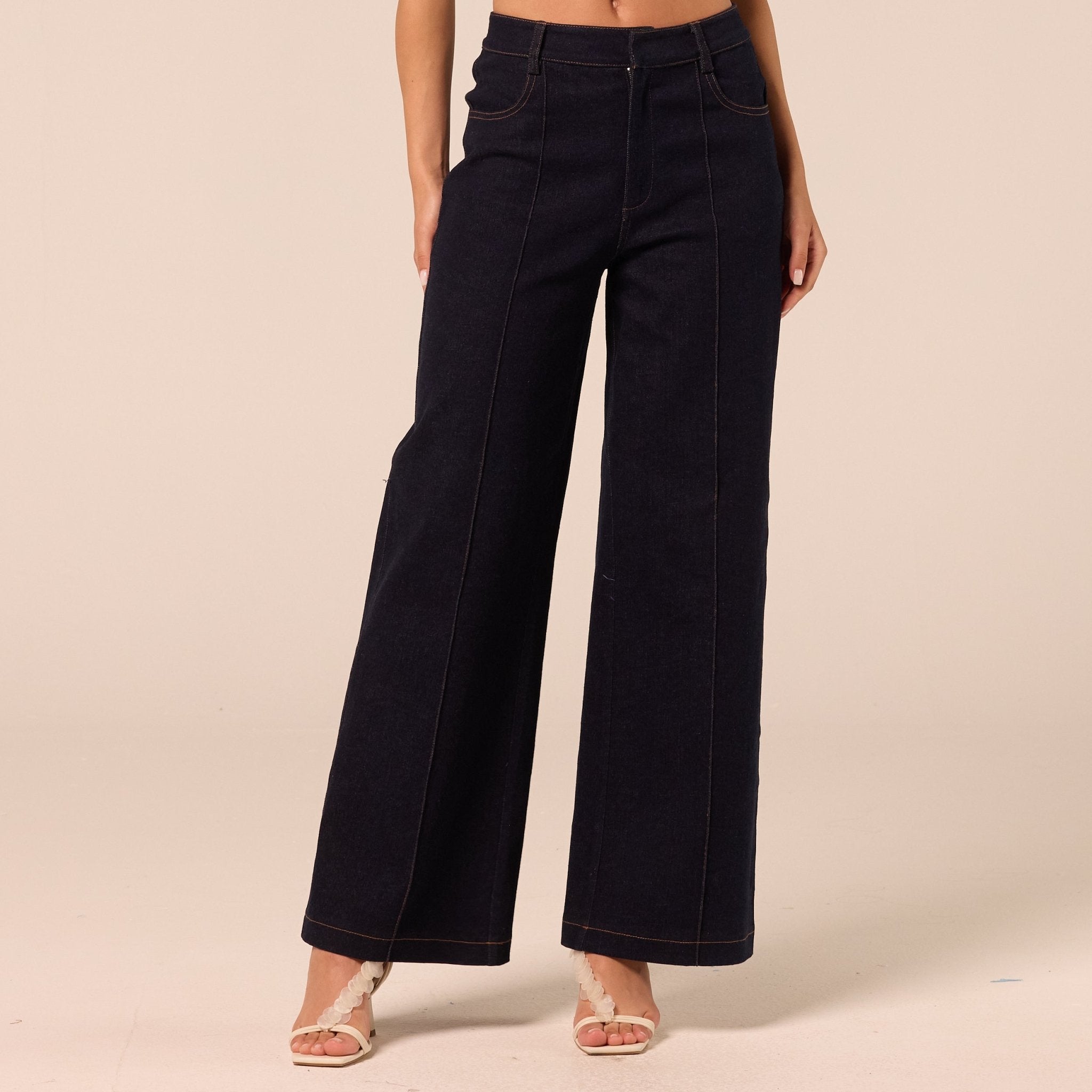 Dark Wash High Waist Denim Pants - shopaleena