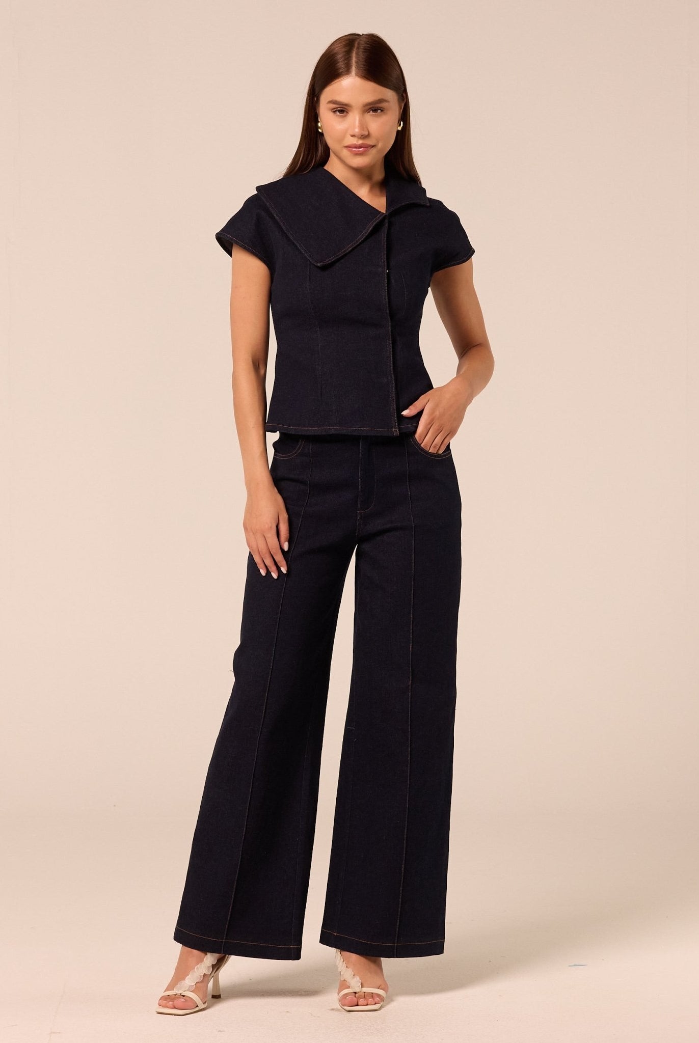 Dark Wash High Waist Denim Pants - shopaleena