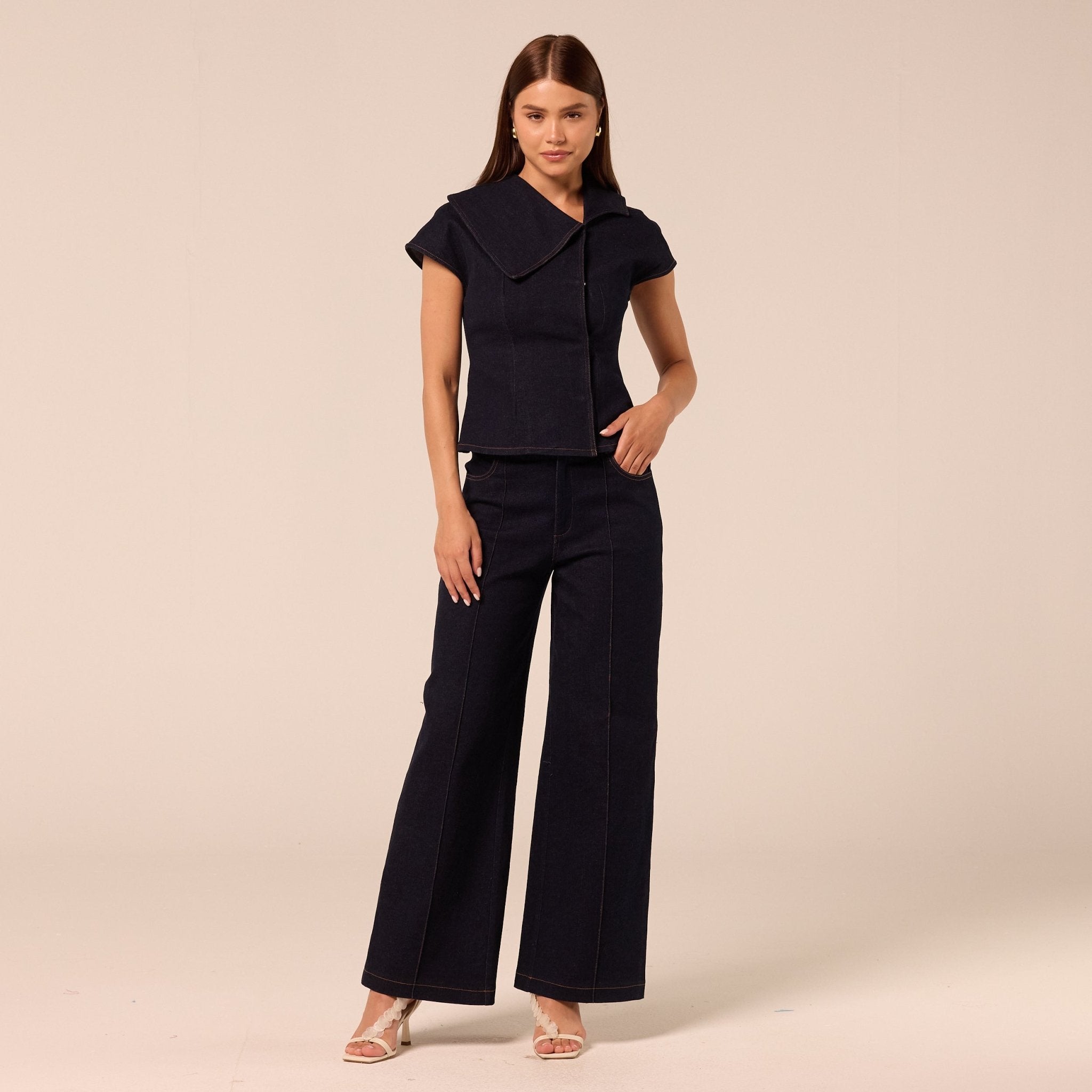Dark Wash High Waist Denim Pants - shopaleena