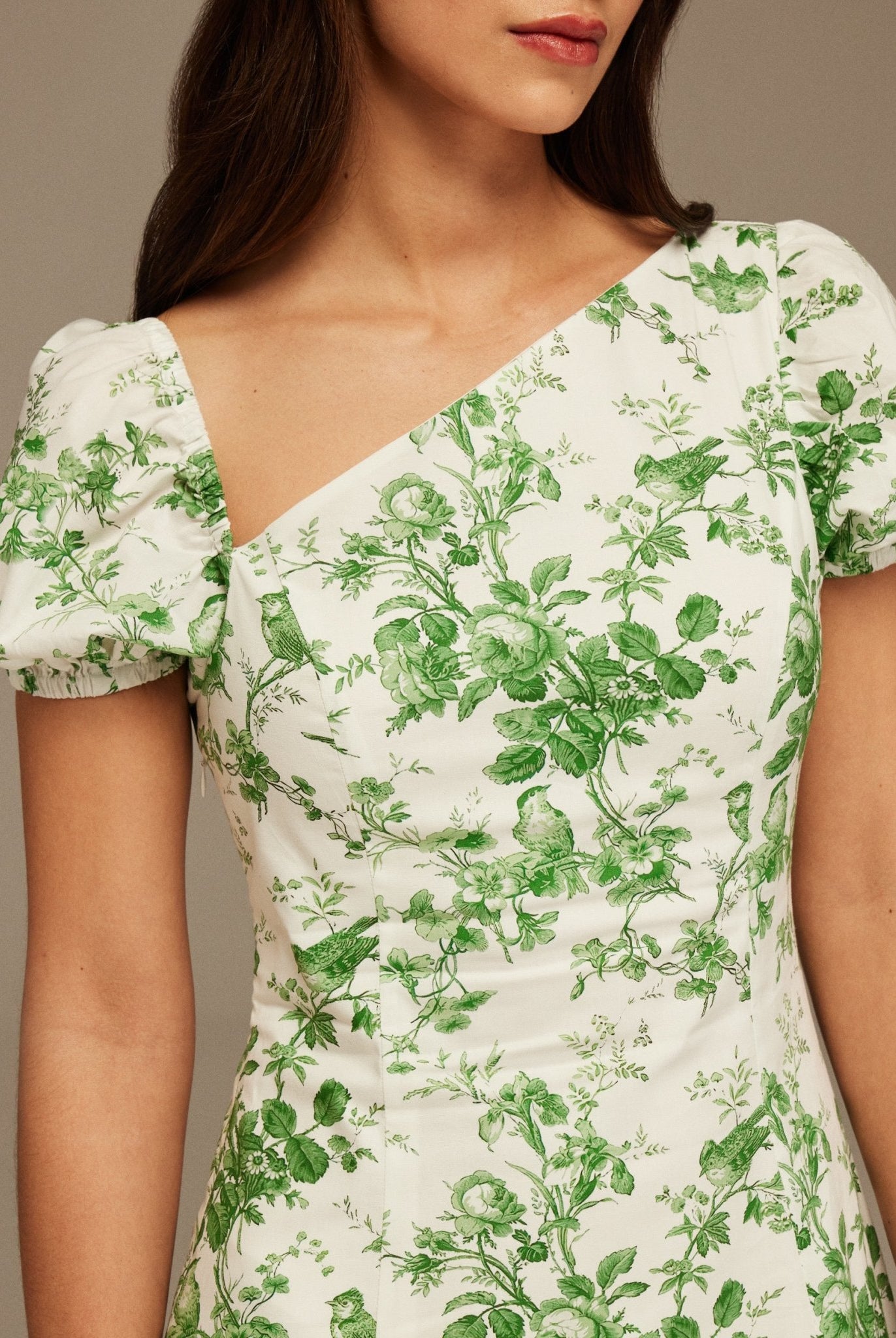 Deep Cut Neck Printed Midi Dress - shopaleena