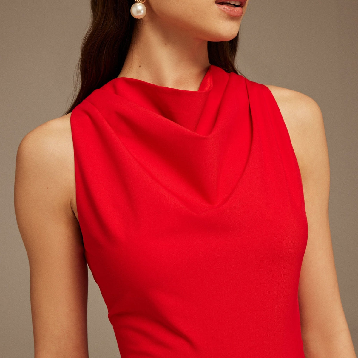Drape Halter Neck Maxi Dress - shopaleena