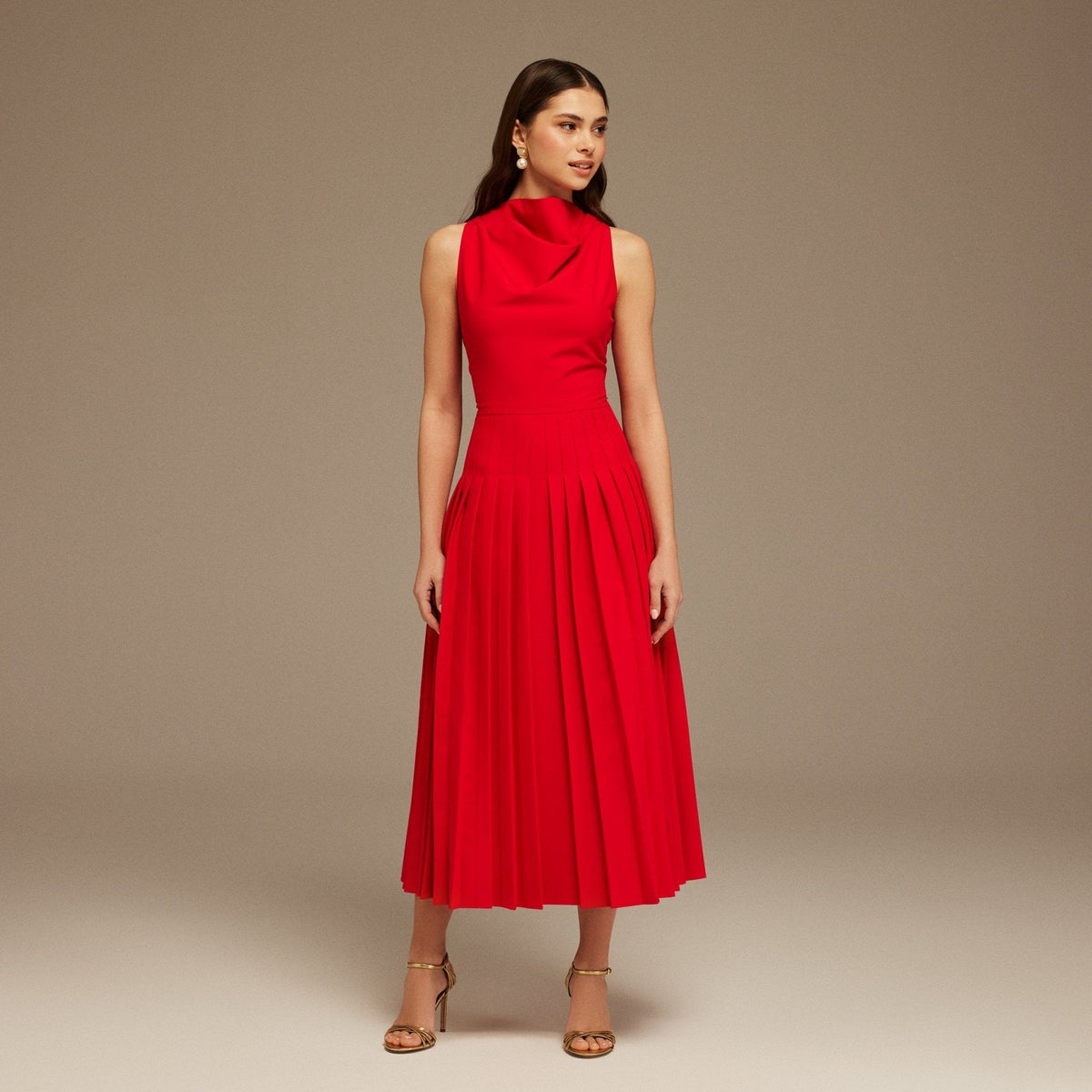 Drape Halter Neck Maxi Dress - shopaleena