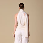 Draped Cowl Top with Attached Scarf - shopaleena