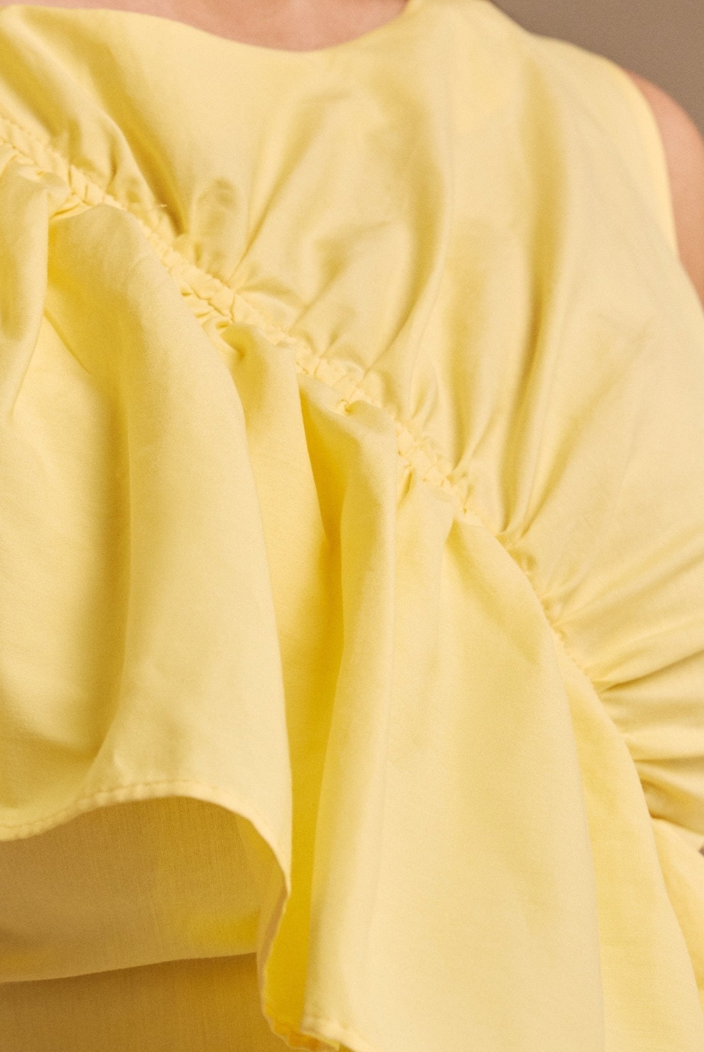 Draped Ruffle Poplin Midi Dress - shopaleena