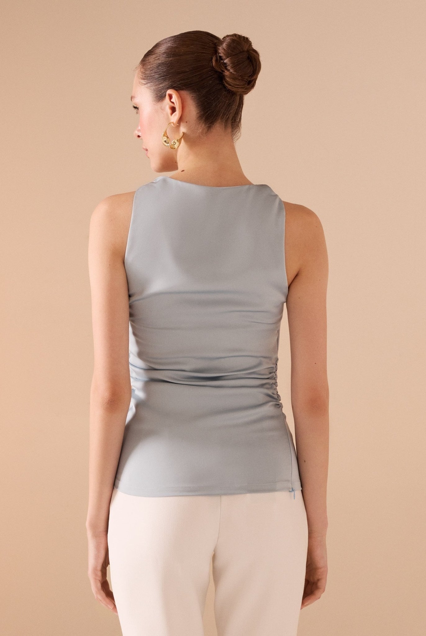 Draped Satin Effect Top - shopaleena