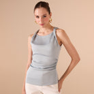 Draped Satin Effect Top - shopaleena