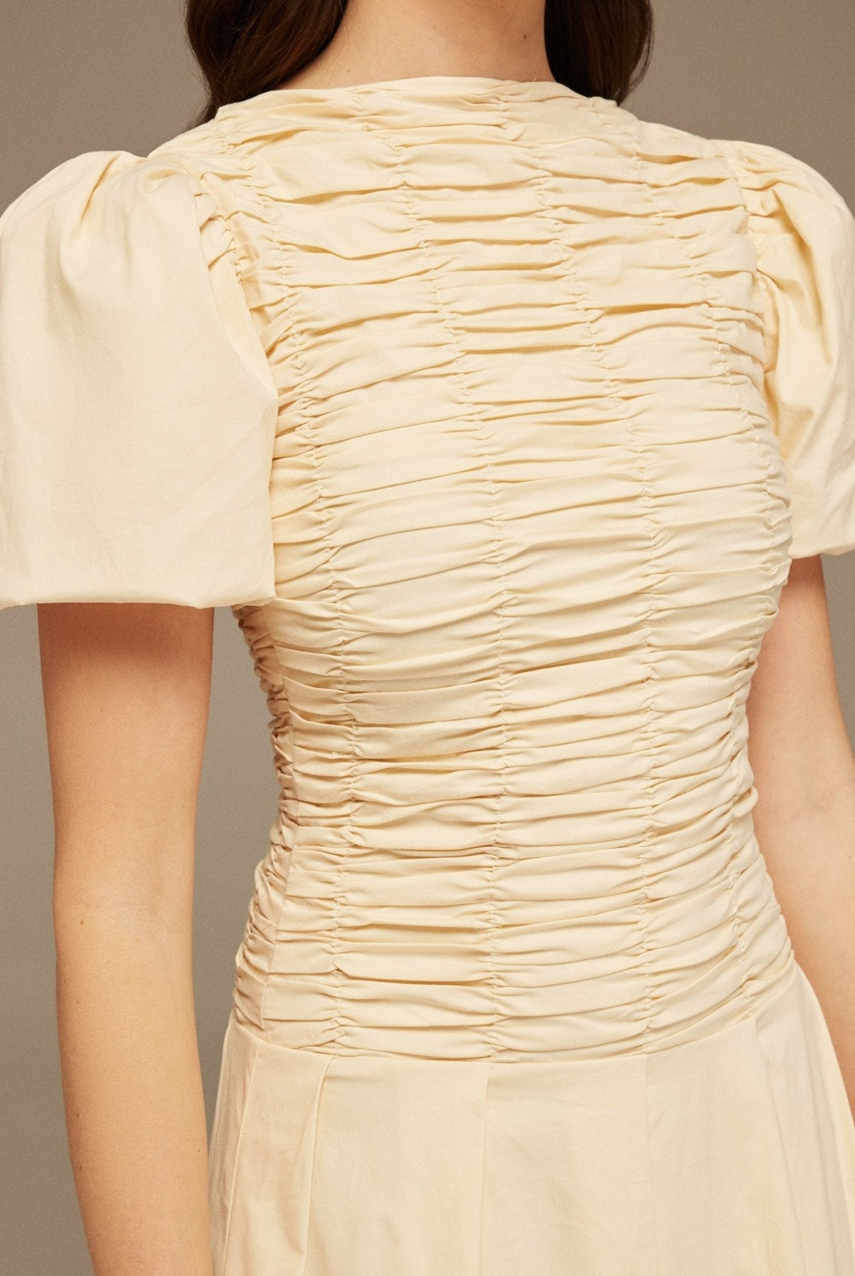 Draped Top Short Sleeve Midi Dress - shopaleena