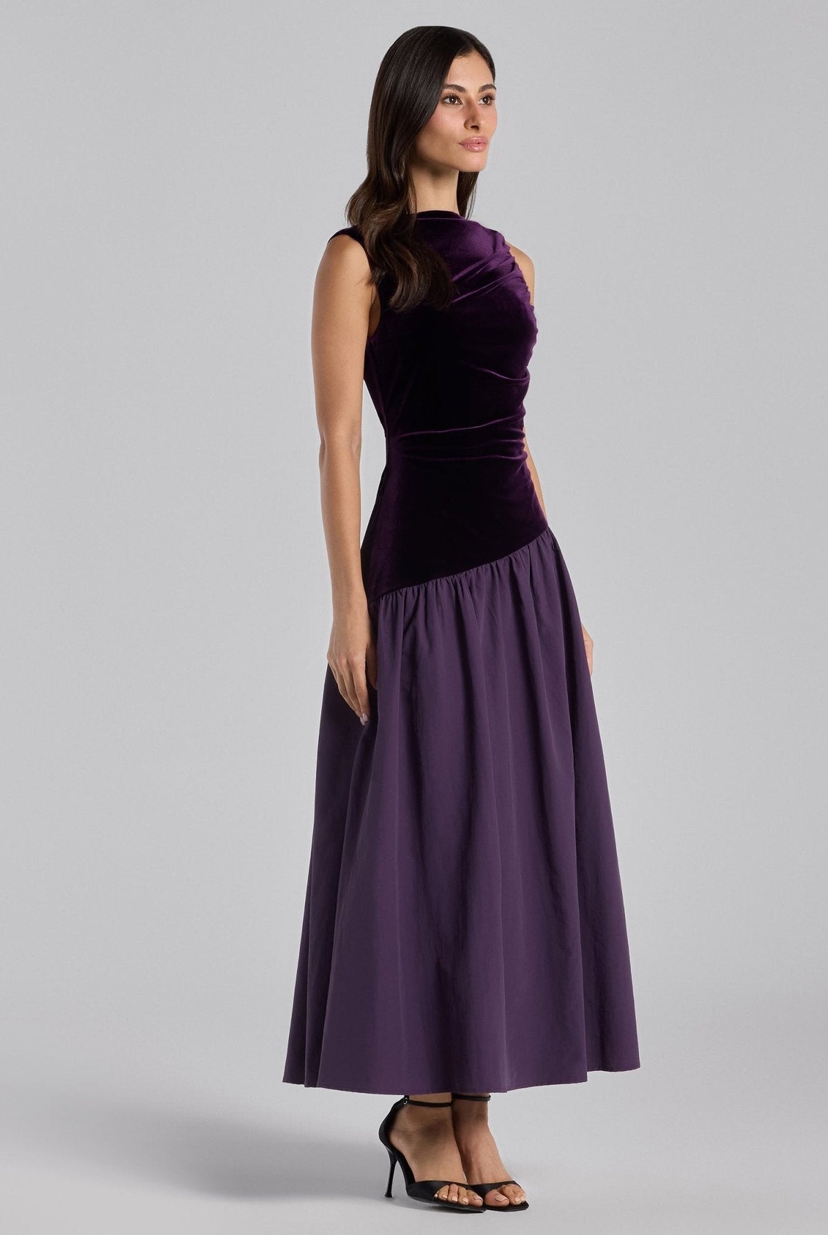 Draped Velvet Midi Dress - shopaleena