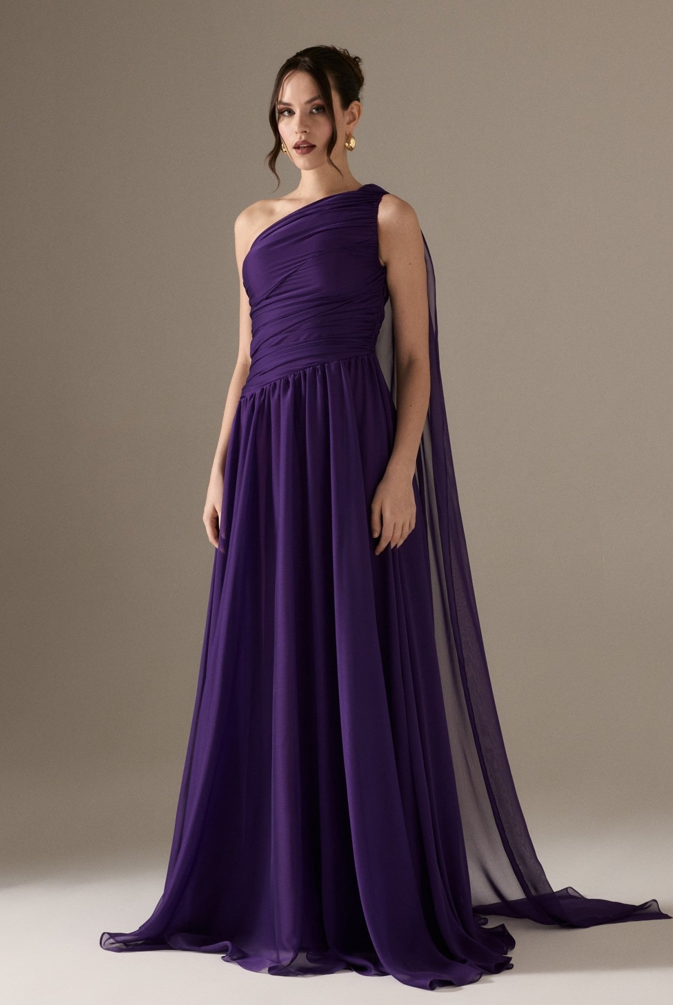 Drapped Long One Shoulder Dress - shopaleena