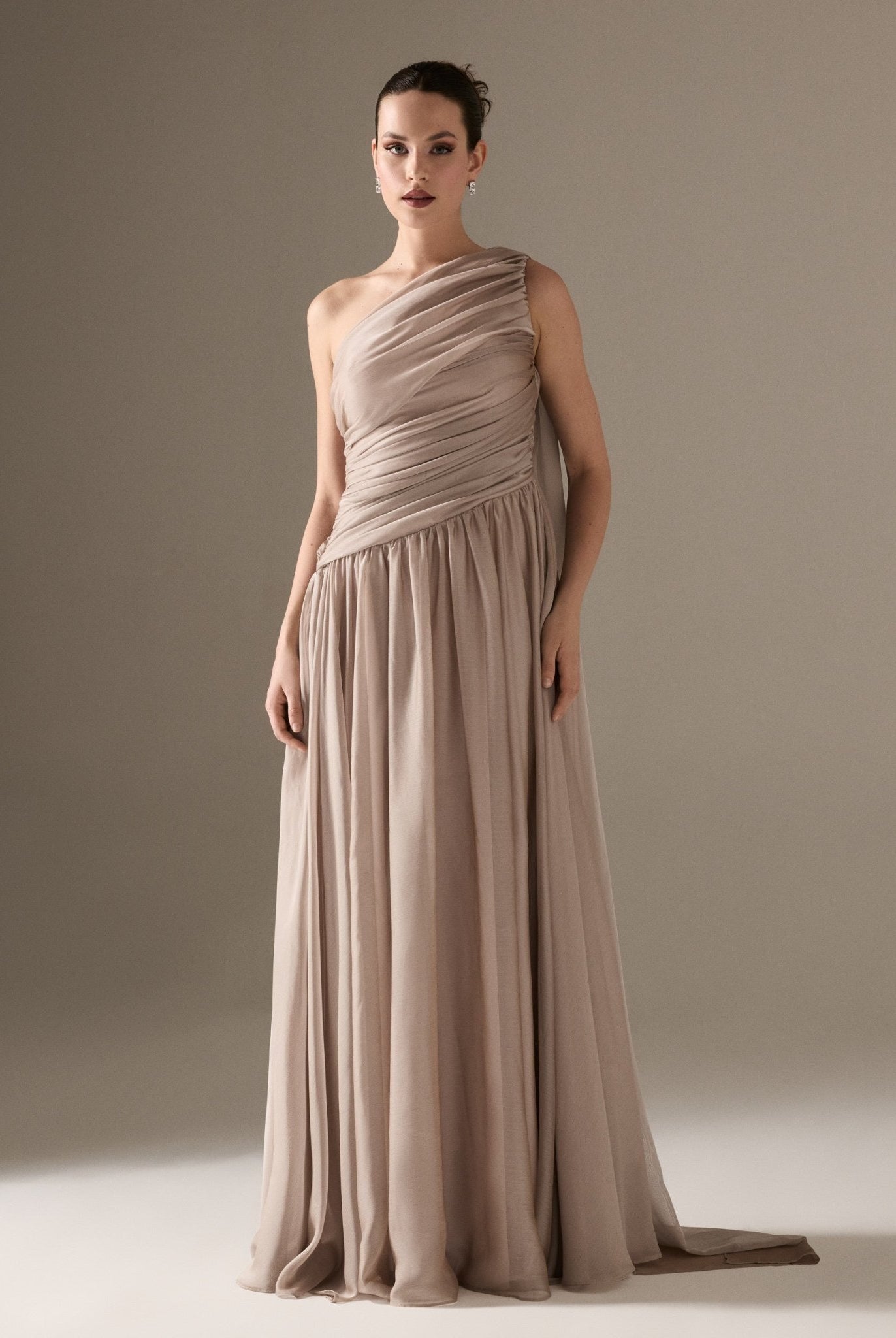 Drapped Long One Shoulder Dress - shopaleena