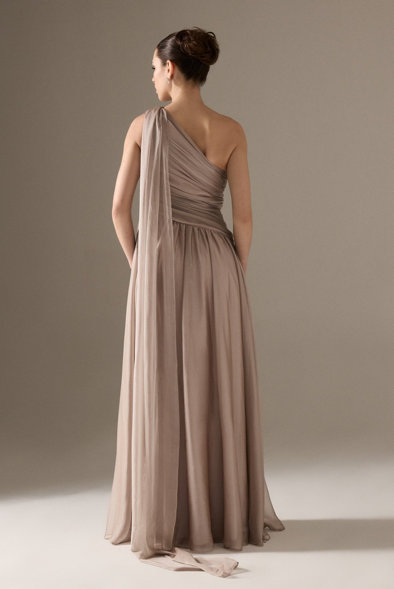 Drapped Long One Shoulder Dress - shopaleena