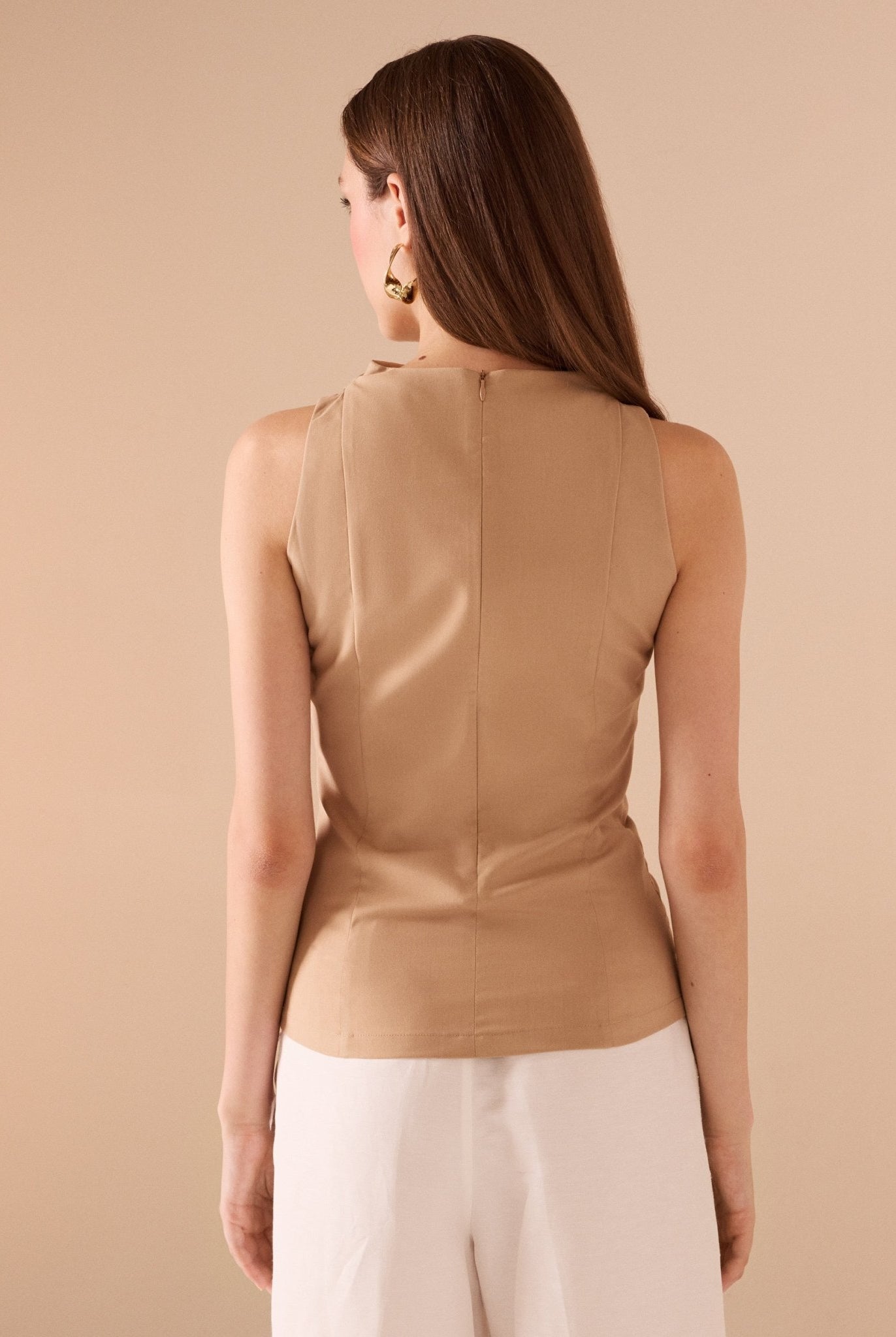 بلوزة تويل بيج مع ياقة منسدلة - shopaleena