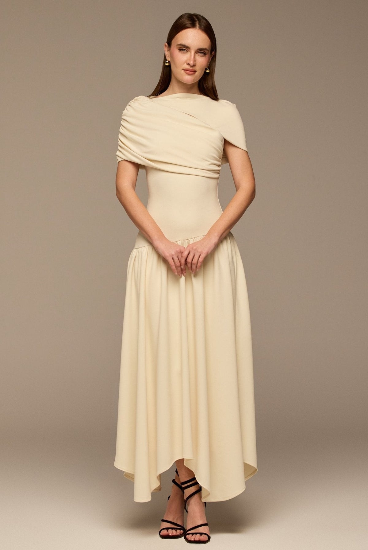 Dropped Waist Crepe Dress - shopaleena