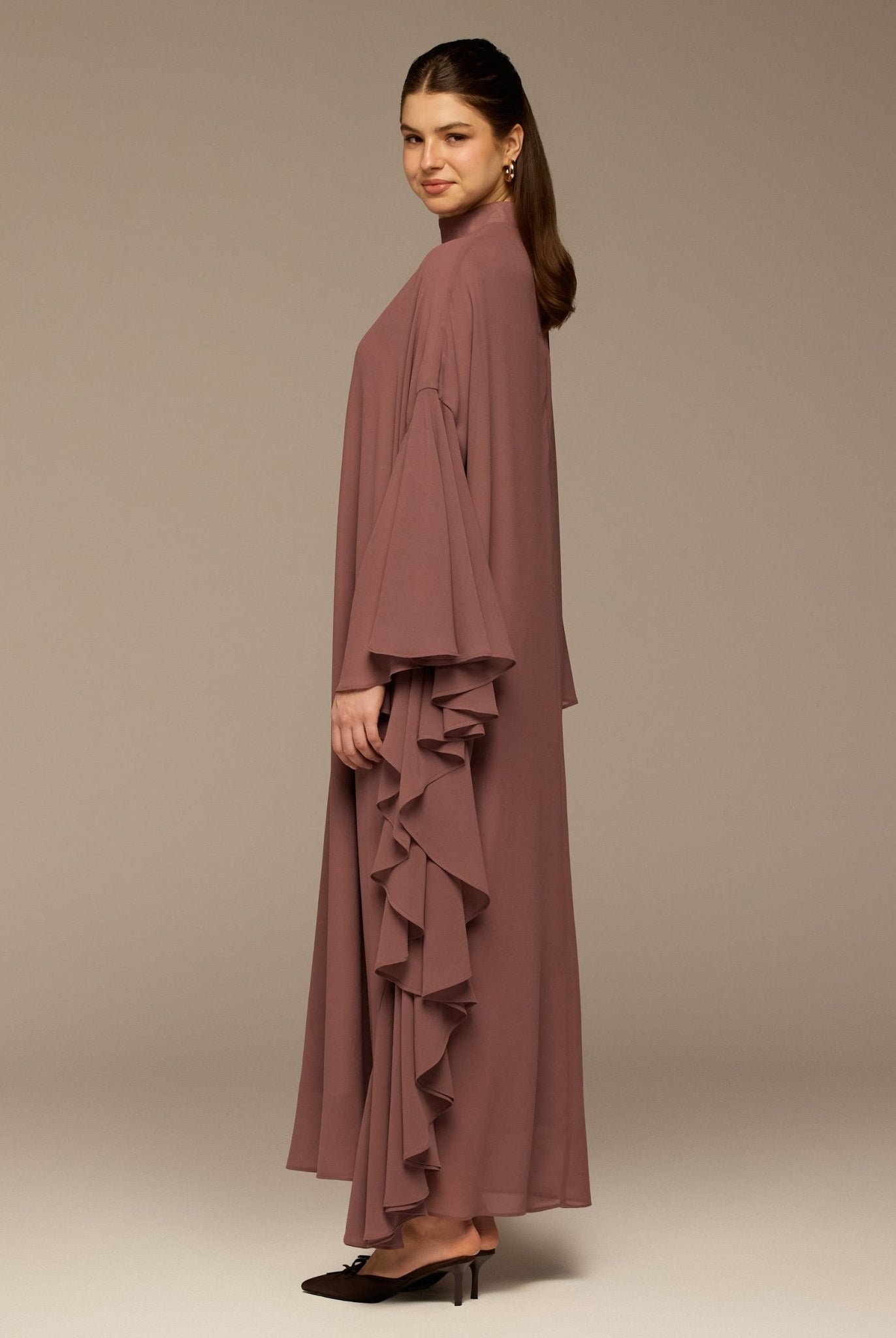 Dusty Pink Layered Cape Kaftan - shopaleena
