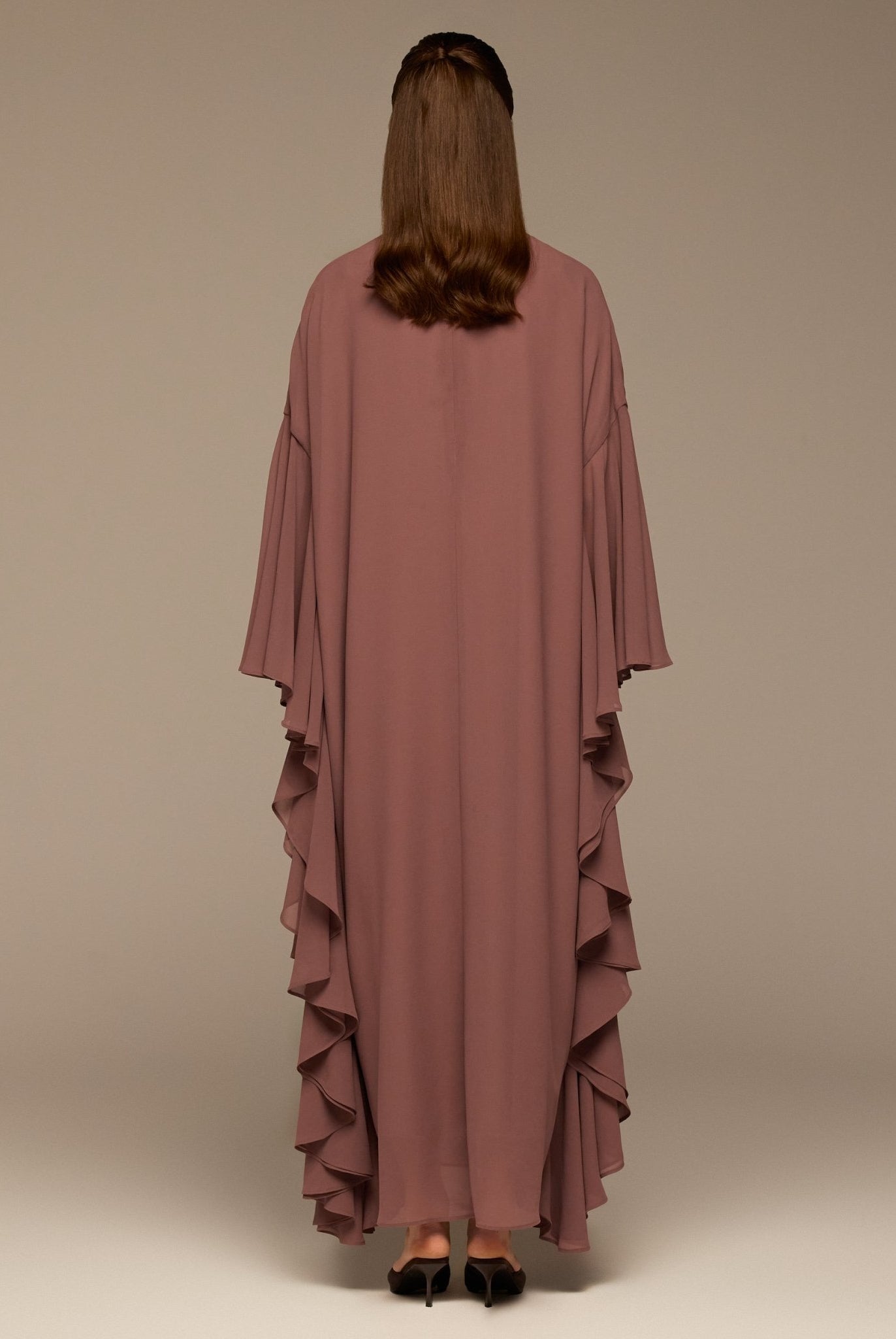 Dusty Pink Layered Cape Kaftan - shopaleena