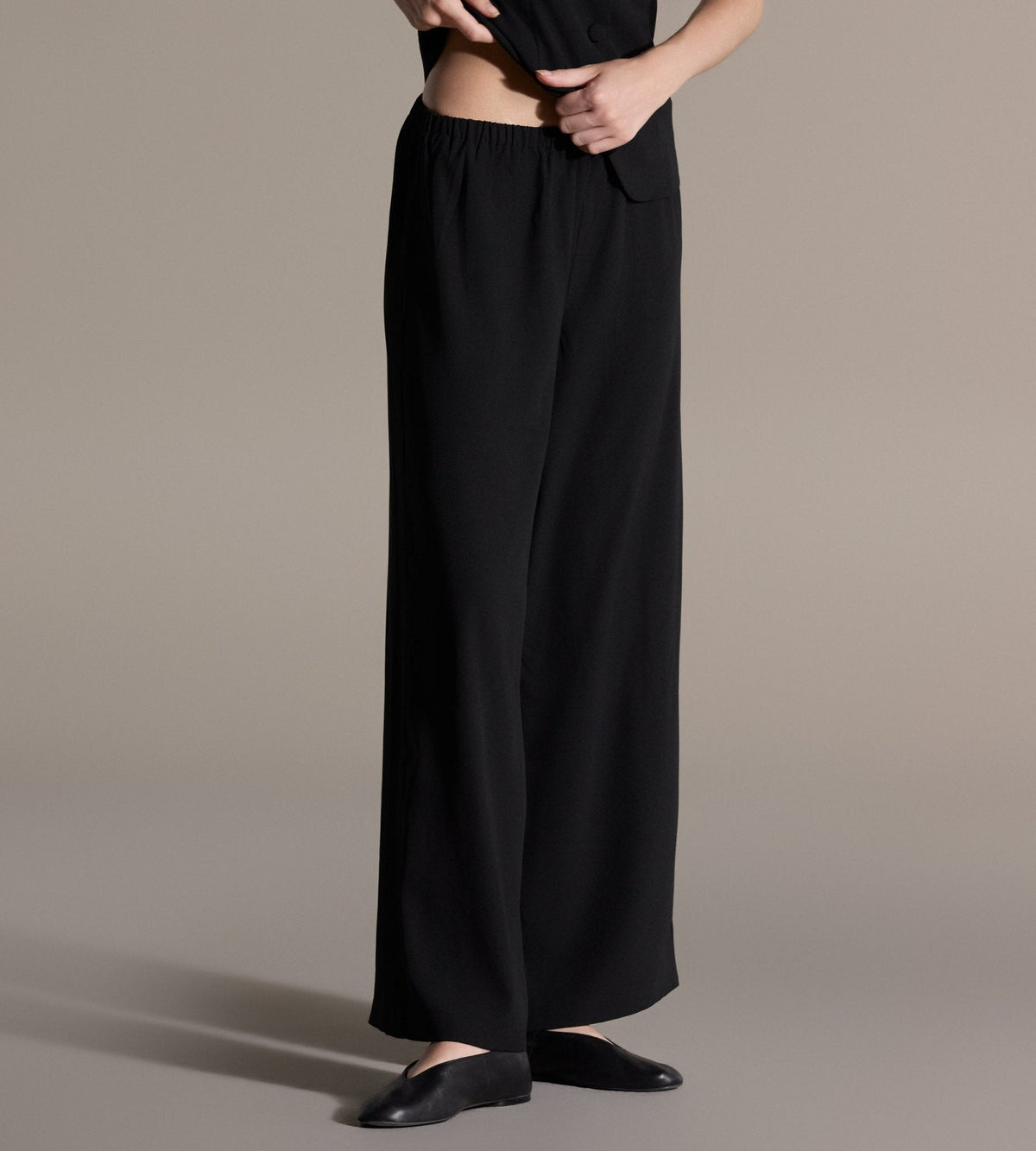 Elastic Waist Wide Leg Pants - shopaleena