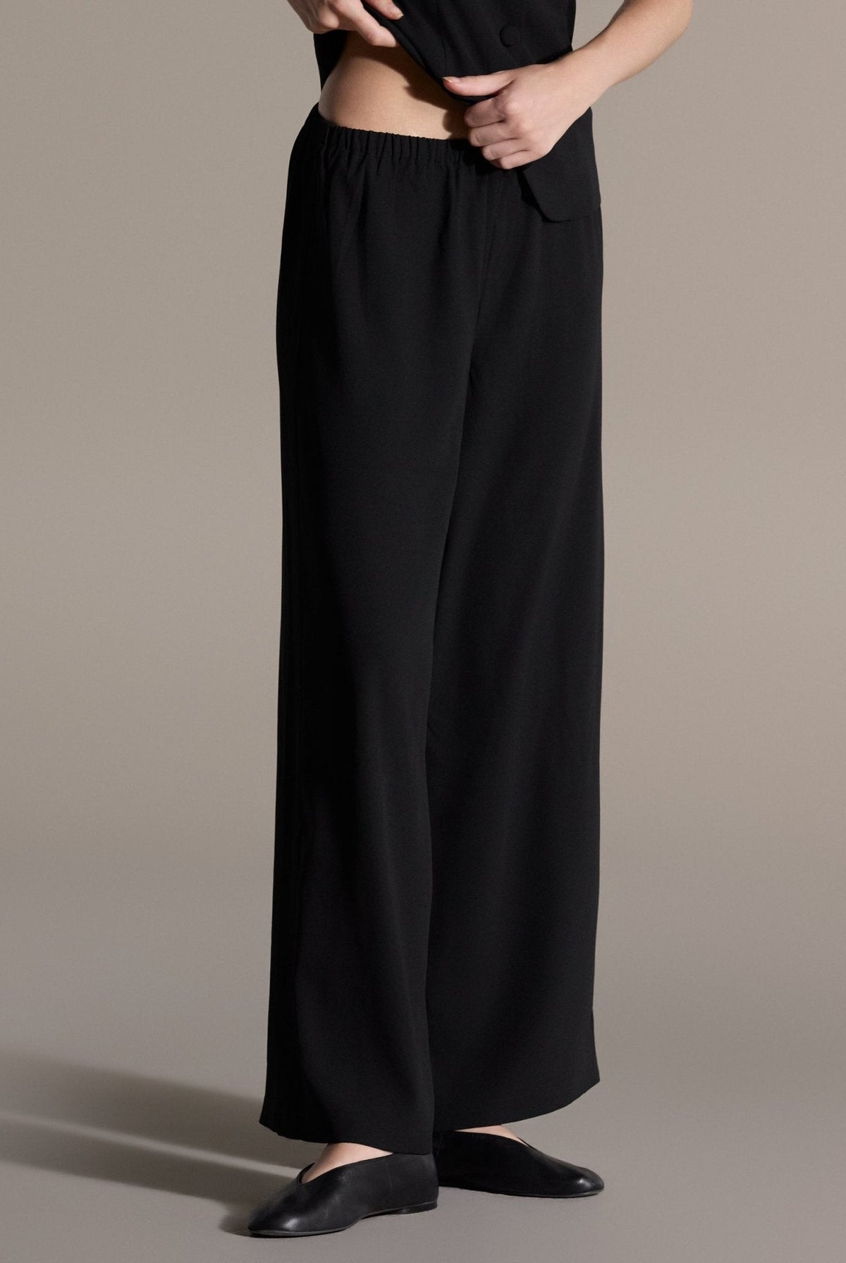 Elastic Waist Wide Leg Pants - shopaleena