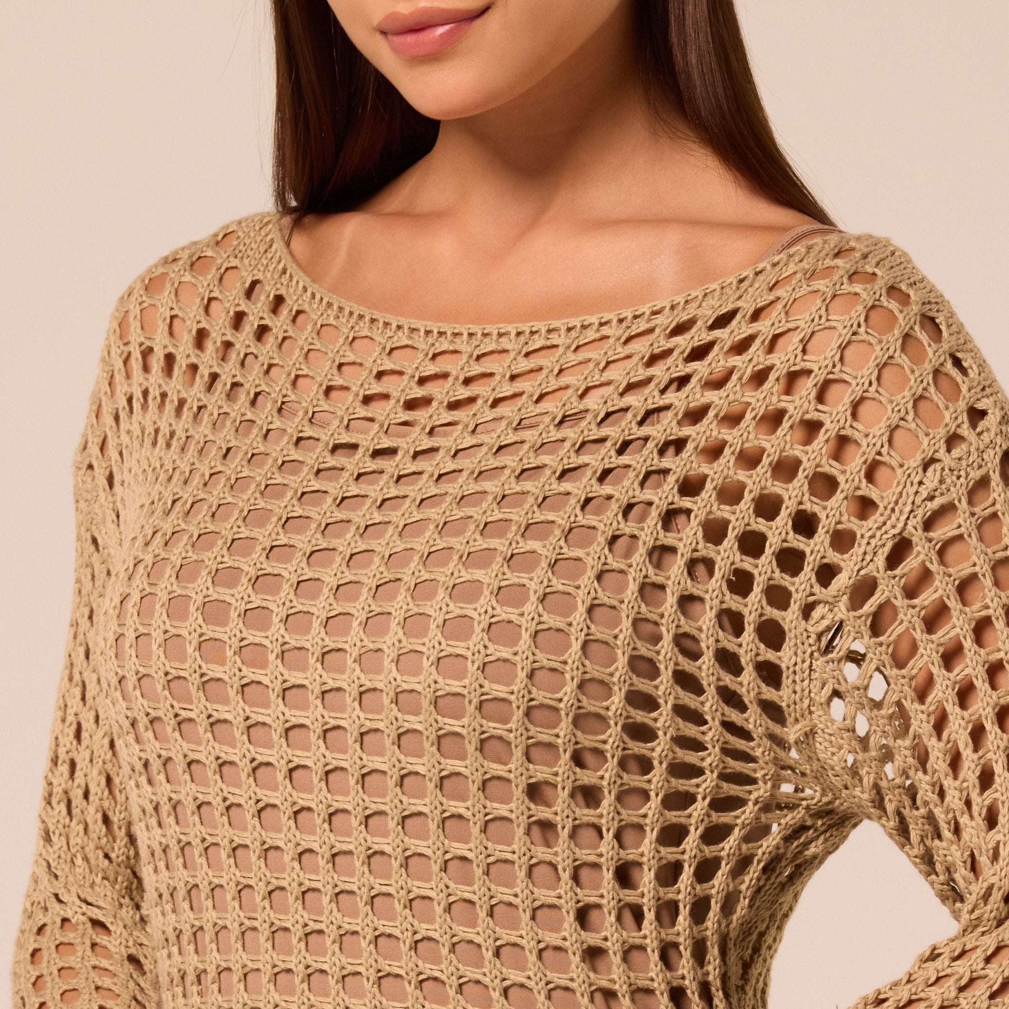 Embellished Bell Sleeve Crochet Dress - shopaleena