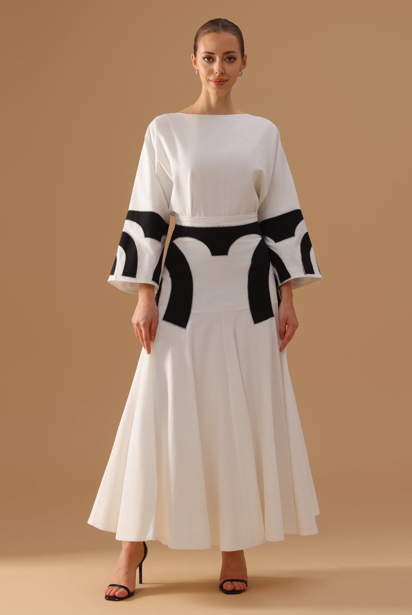 Embroidered Maxi Sleeve Top with Skirt - shopaleena