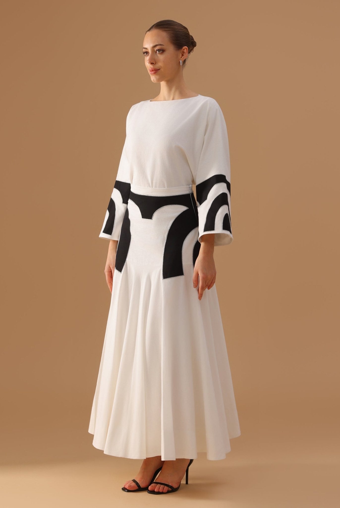 Embroidered Maxi Sleeve Top with Skirt - shopaleena