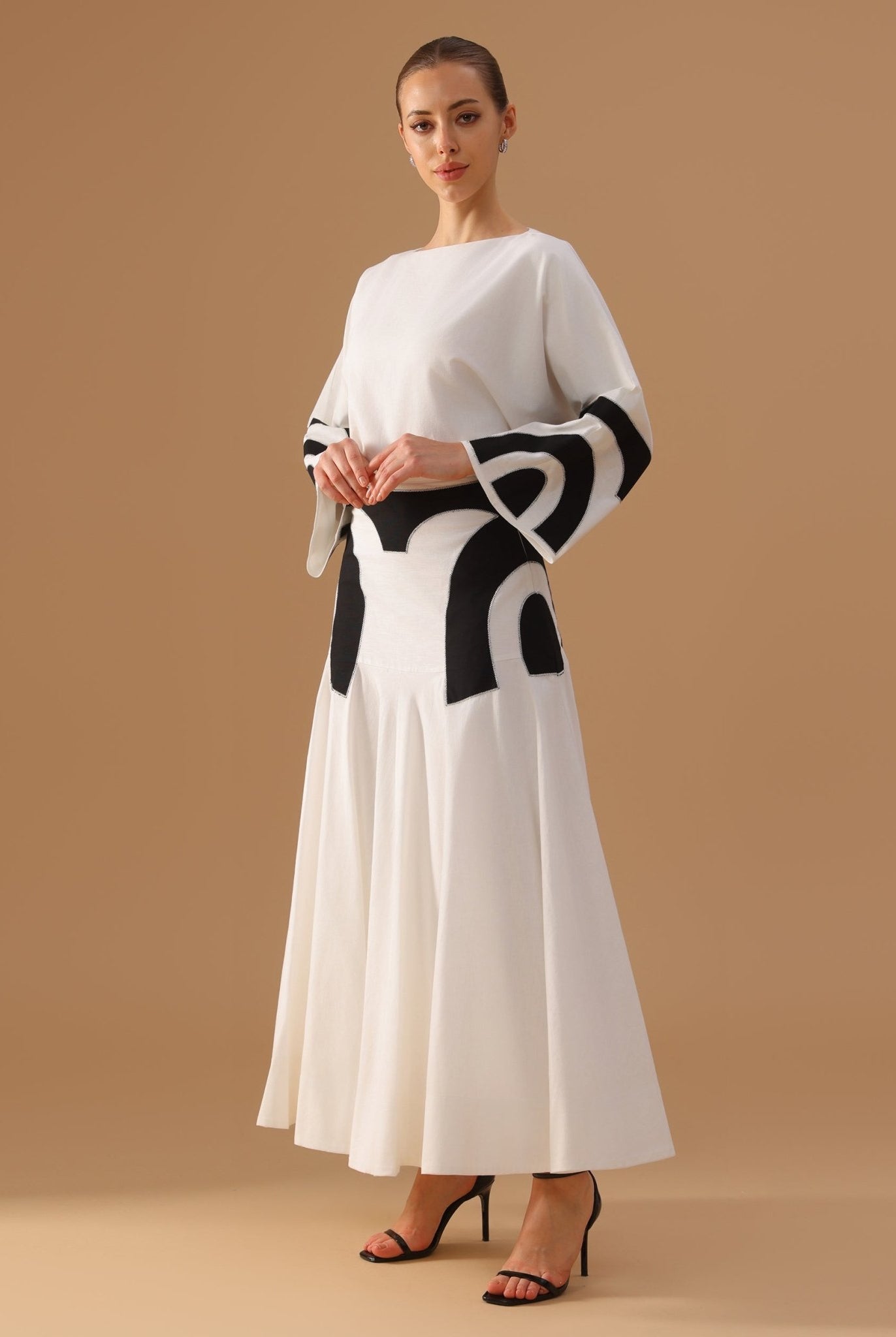 Embroidered Maxi Sleeve Top with Skirt - shopaleena
