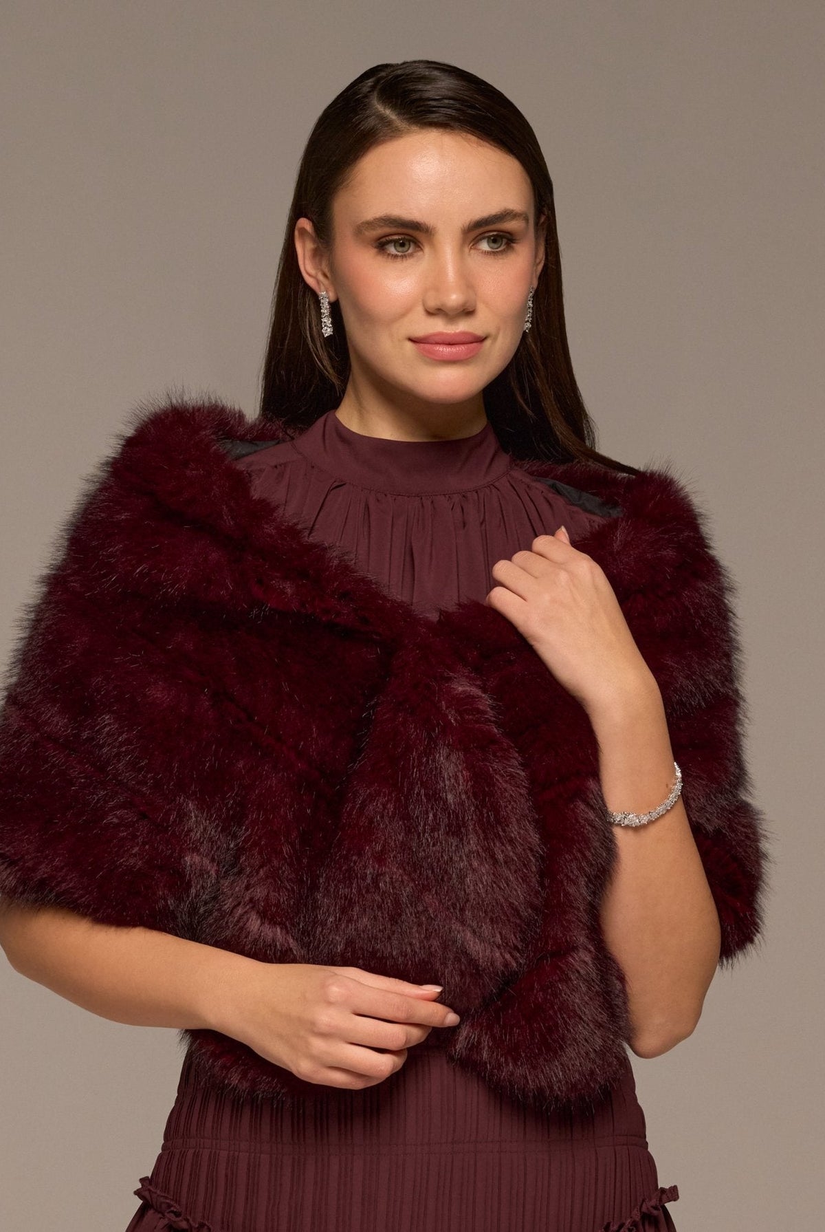 Faux Sable Fur Shawl - shopaleena