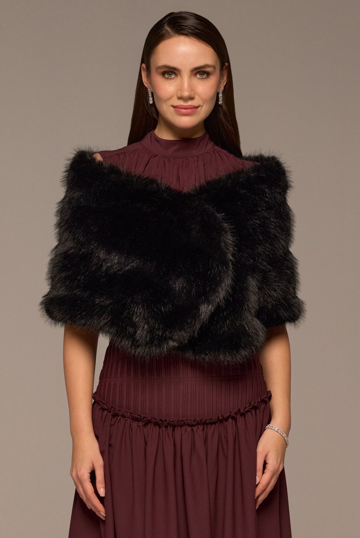 Faux Sable Fur Shawl - shopaleena