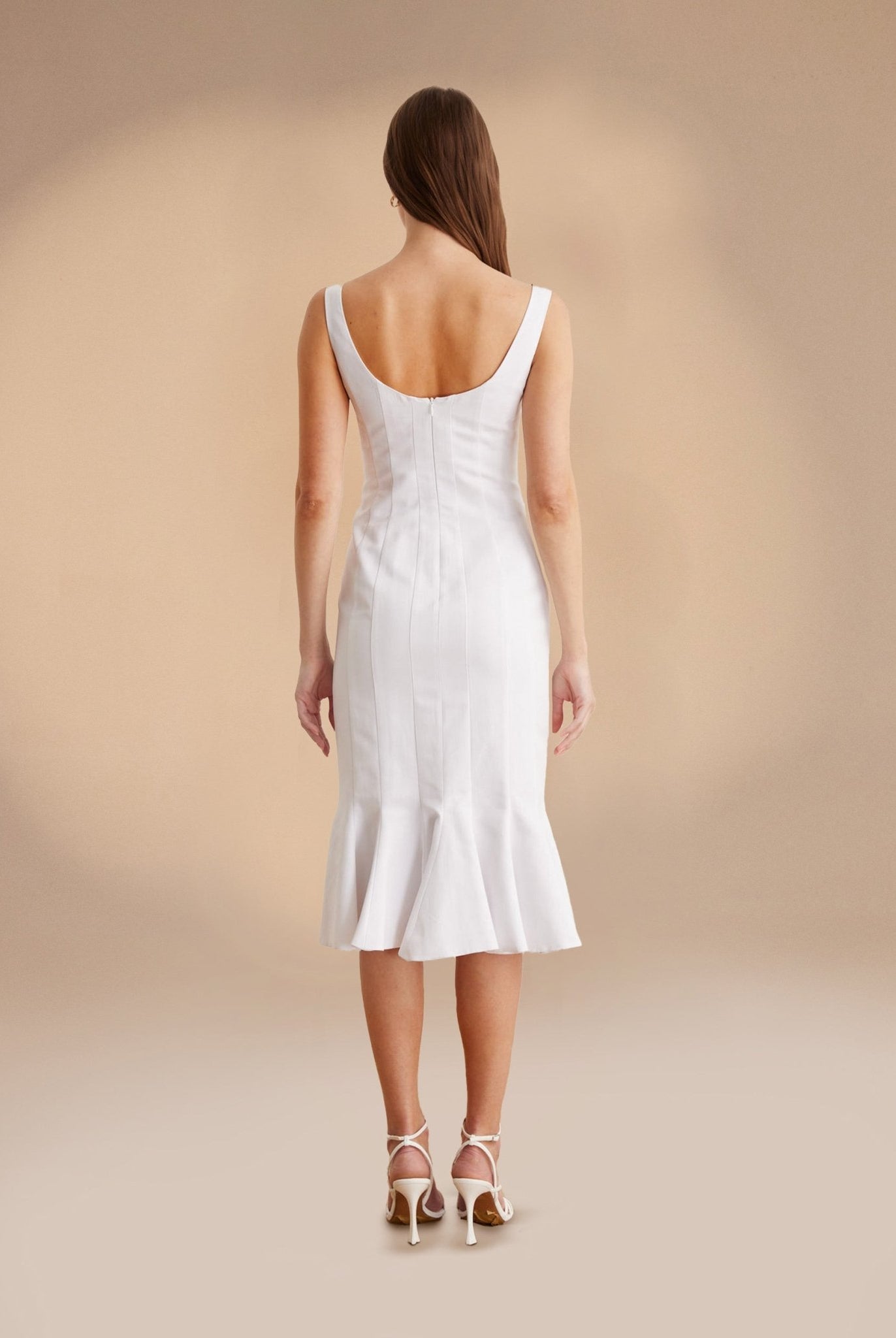 Fitted Bodycon Midi Dress in Cotton-blend - shopaleena