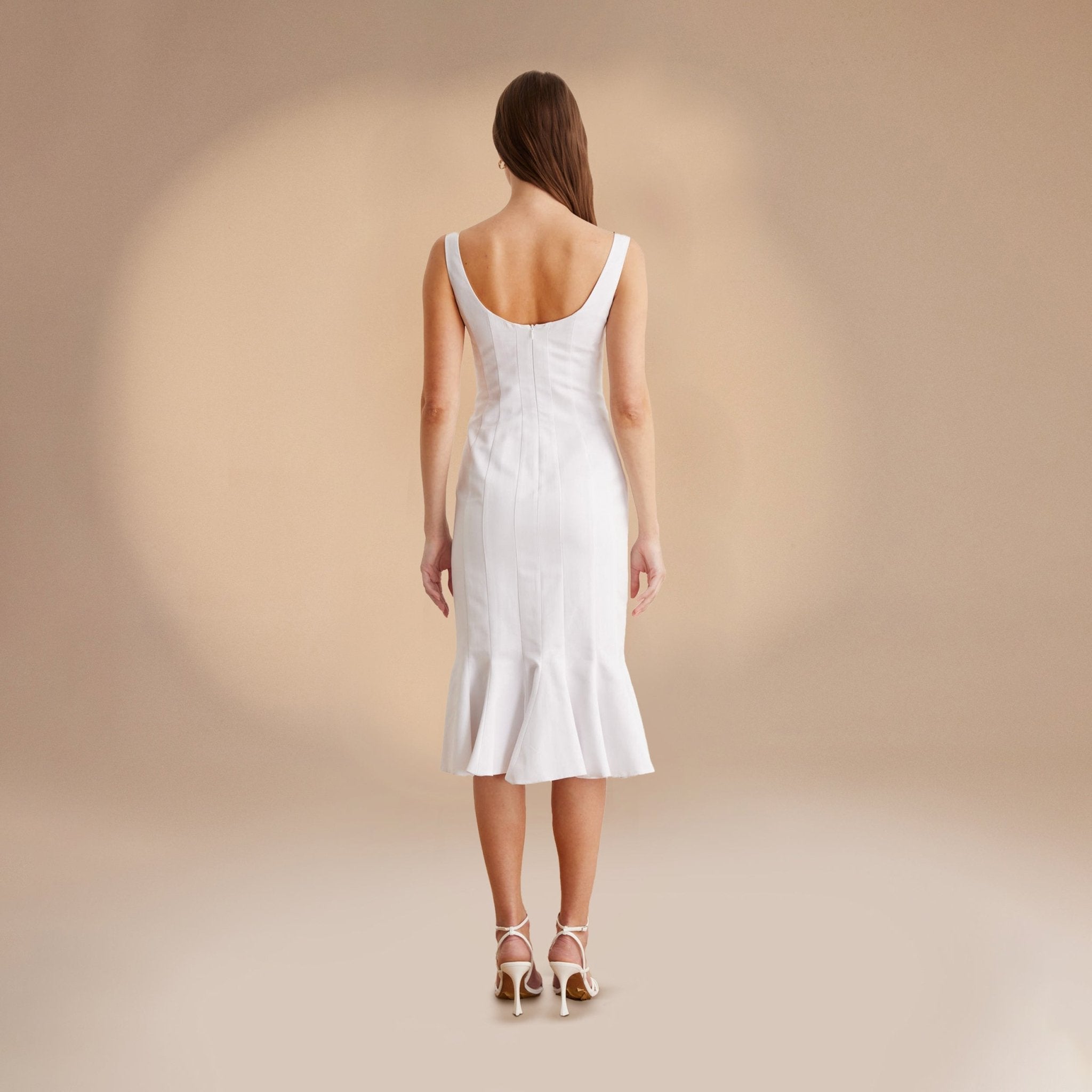 Fitted Bodycon Midi Dress in Cotton-blend - shopaleena