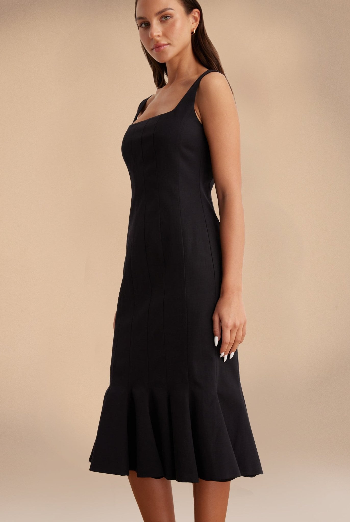 Fitted Bodycon Midi Dress in Cotton-blend - shopaleena