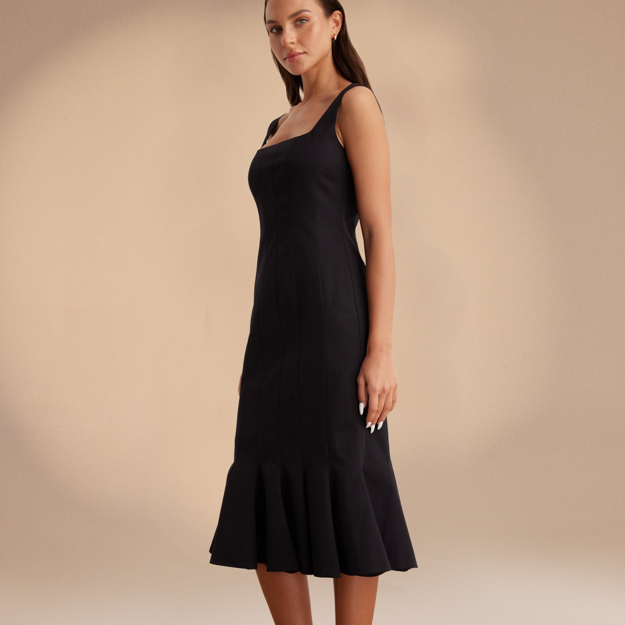 Fitted Bodycon Midi Dress in Cotton-blend - shopaleena