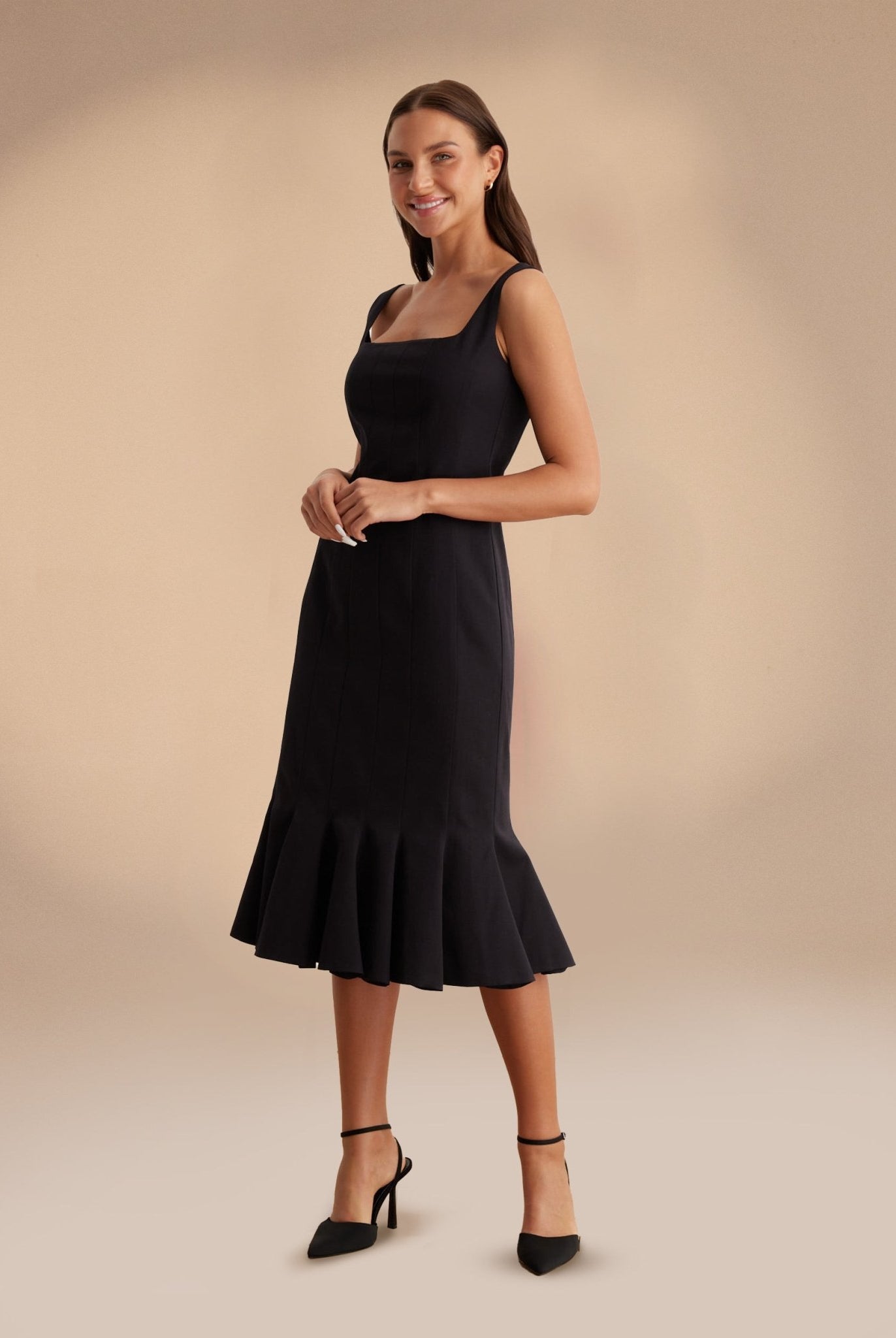 Fitted Bodycon Midi Dress in Cotton-blend - shopaleena