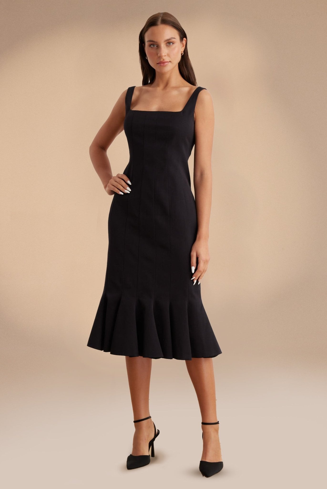 Fitted Bodycon Midi Dress in Cotton-blend - shopaleena