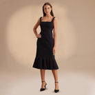 Fitted Bodycon Midi Dress in Cotton-blend - shopaleena