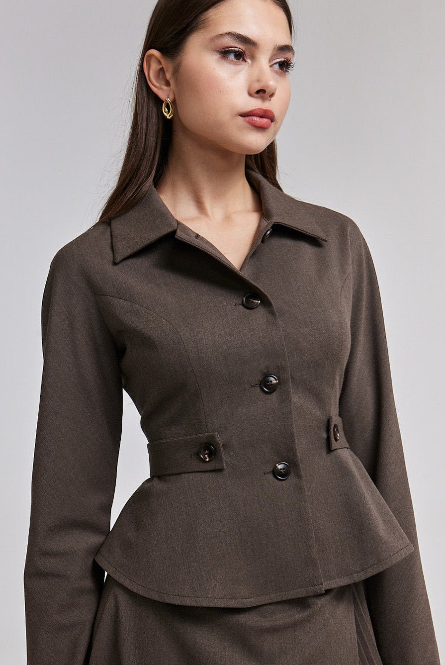 Fitted Flounce Wool Blazer - shopaleena