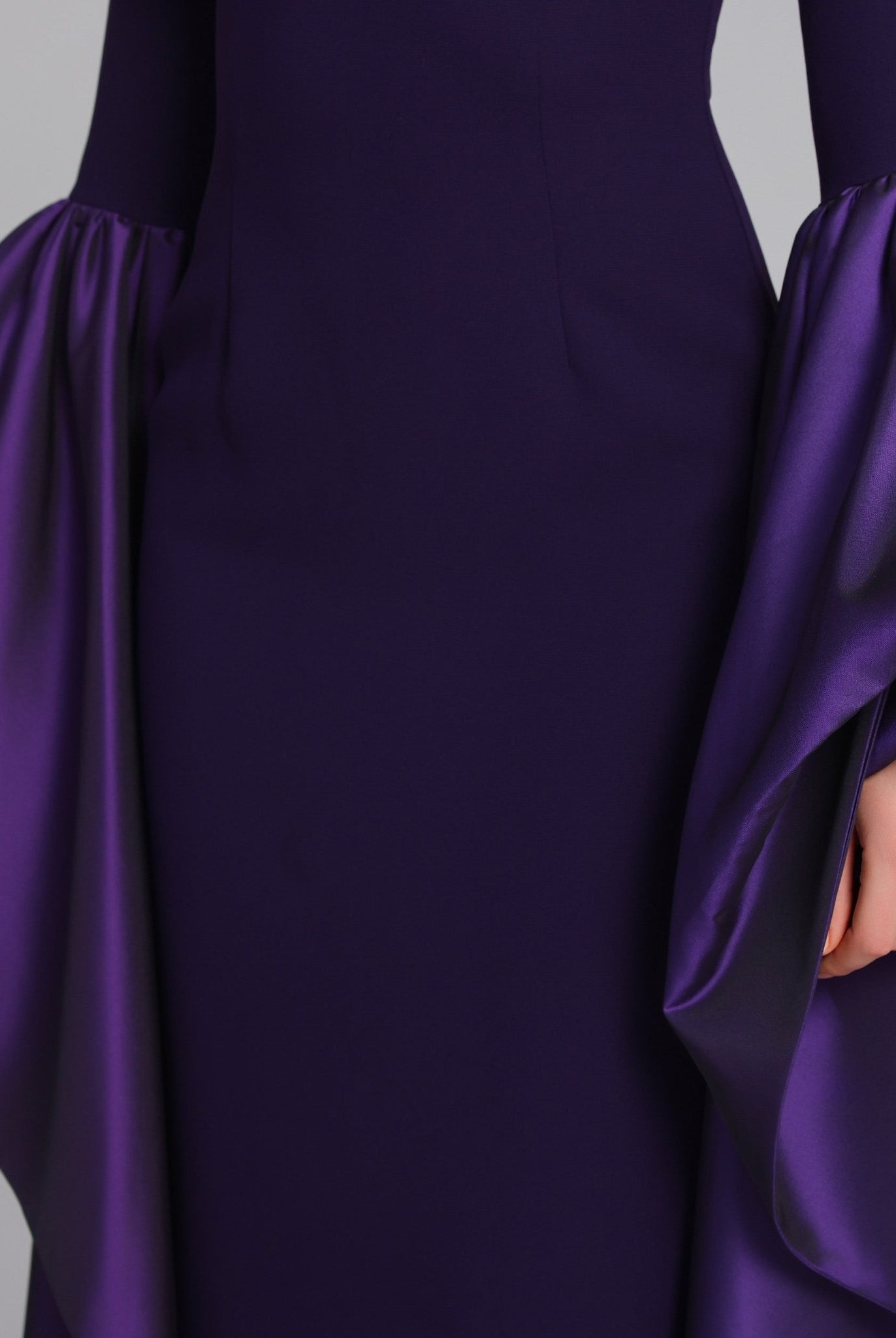 Fitted Gown With Extra Long Sleeves - shopaleena