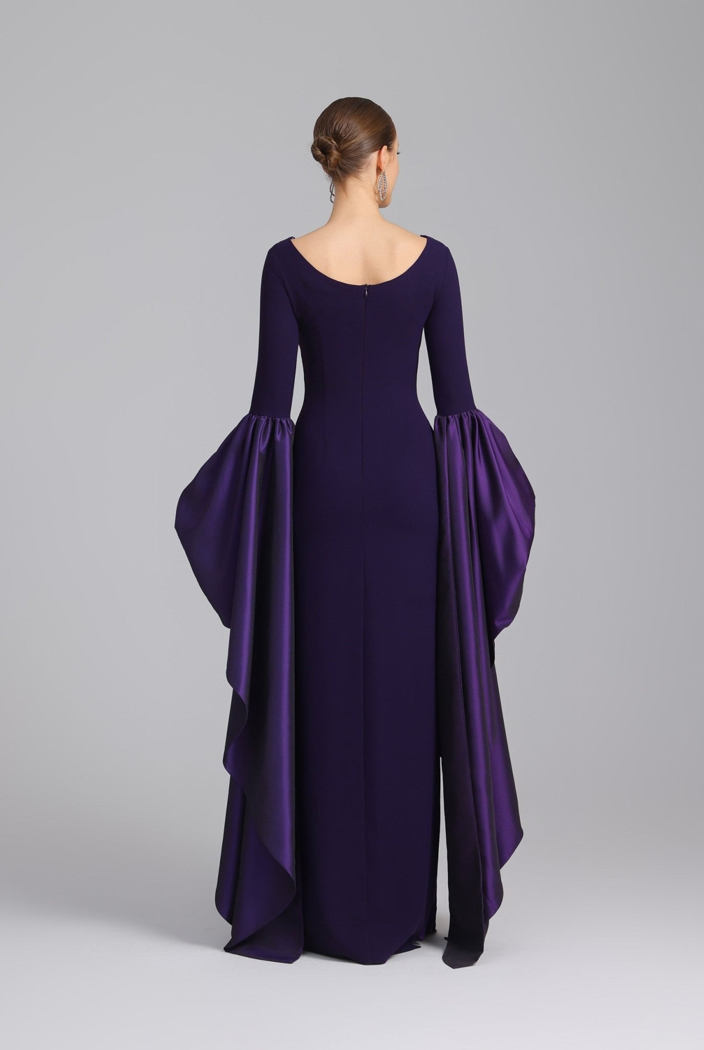 Fitted Gown With Extra Long Sleeves - shopaleena