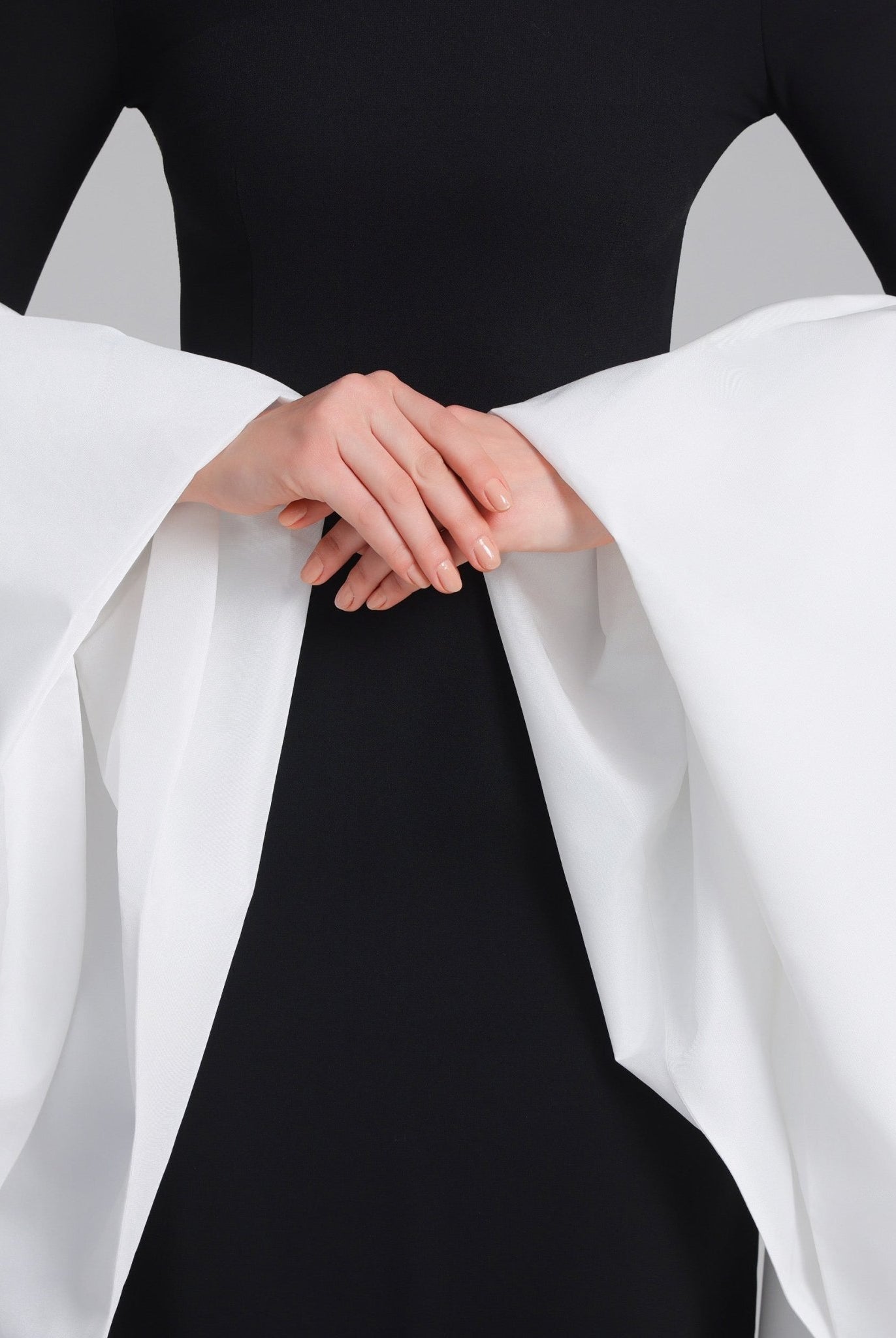 Fitted Gown With Extra Long Sleeves - shopaleena