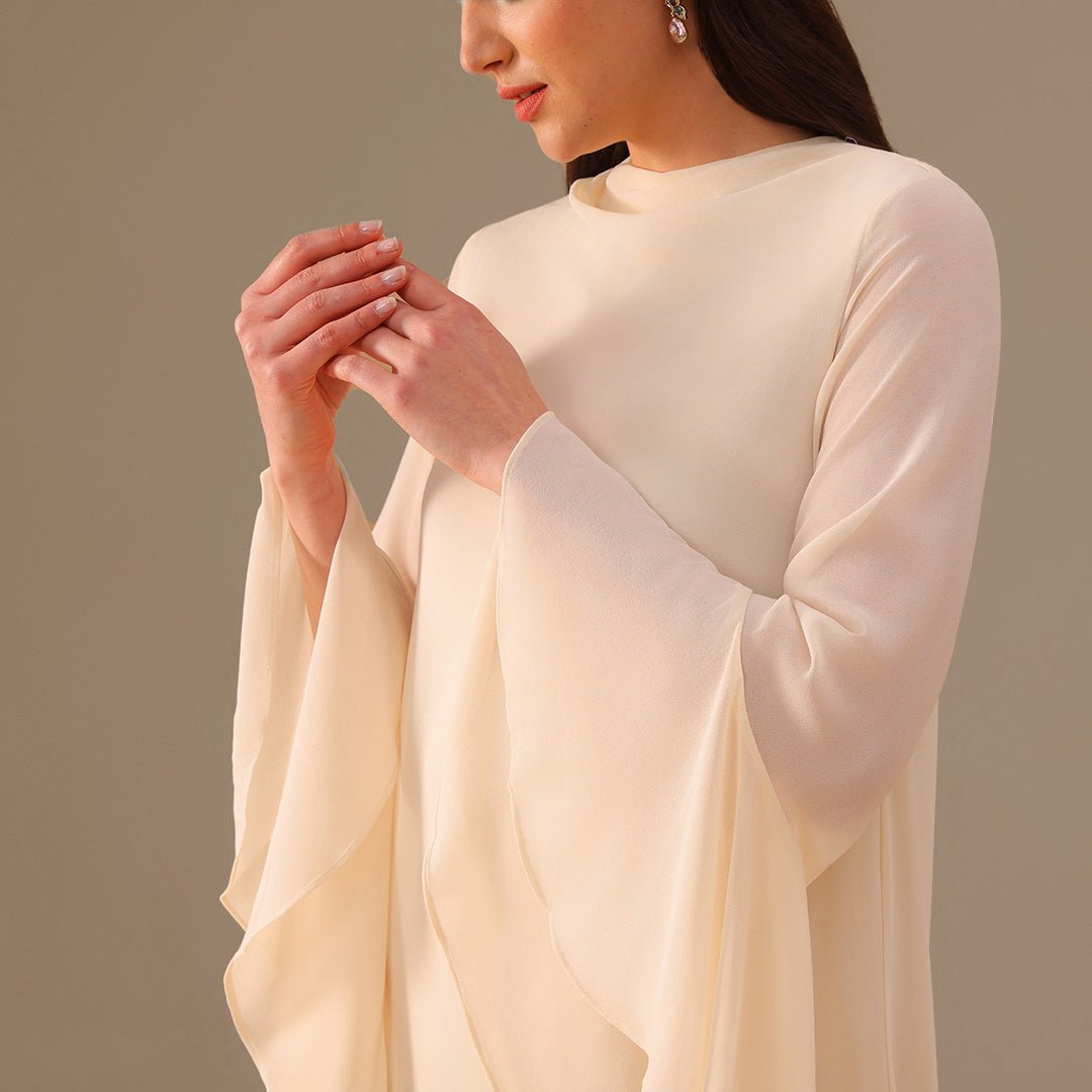Flared Long Sleeve Chiffon Maxi Dress - shopaleena