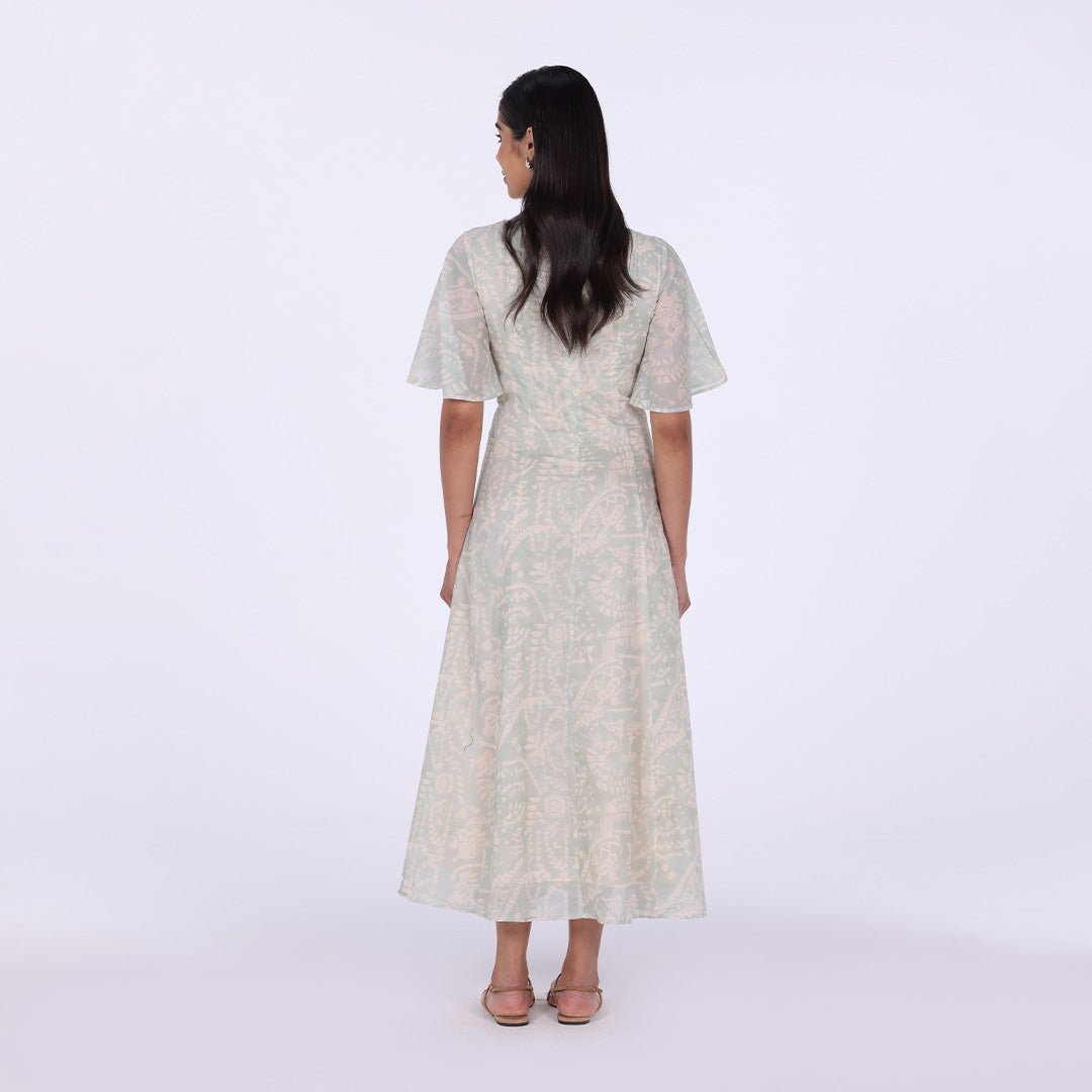 Flared Maxi Dress with Butterfly Sleeves - shopaleena