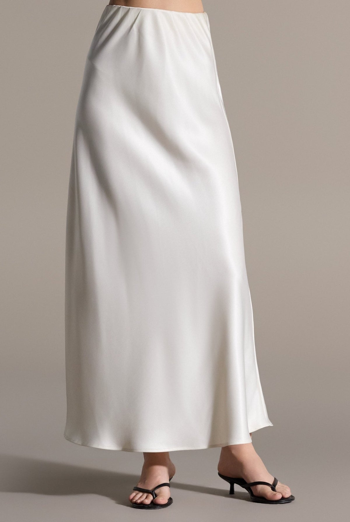 Flared Satin Maxi Skirt - shopaleena