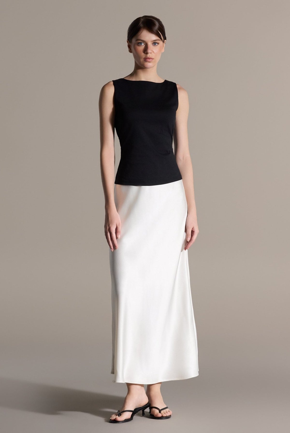 Flared Satin Maxi Skirt - shopaleena